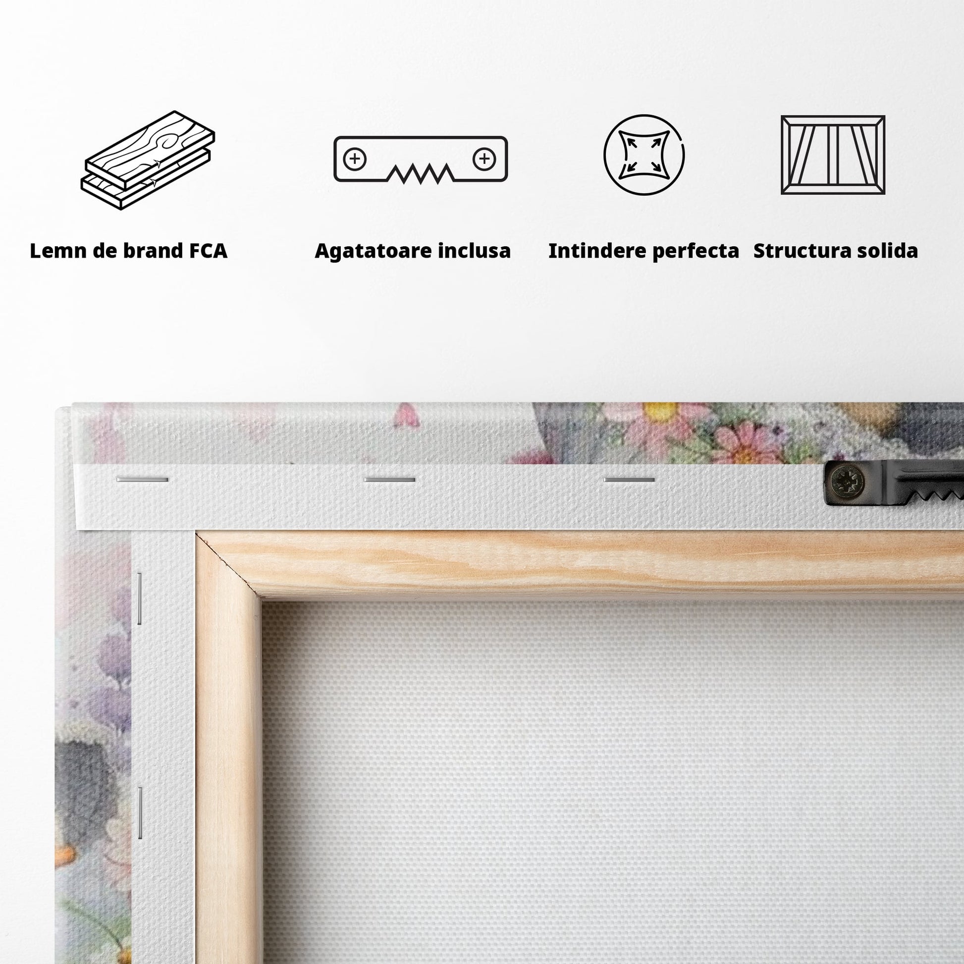 Leinwand Wandkunst Leinwand Premium, LuxCanva® K1067, Frühlingsspiel, Vögel, Vögel, Blumen, Hüte, Blütenblätter, Blumen, Blumen, Blumen, Kindergarten, Kinderzimmer, Kinderzimmer, Schlafzimmer