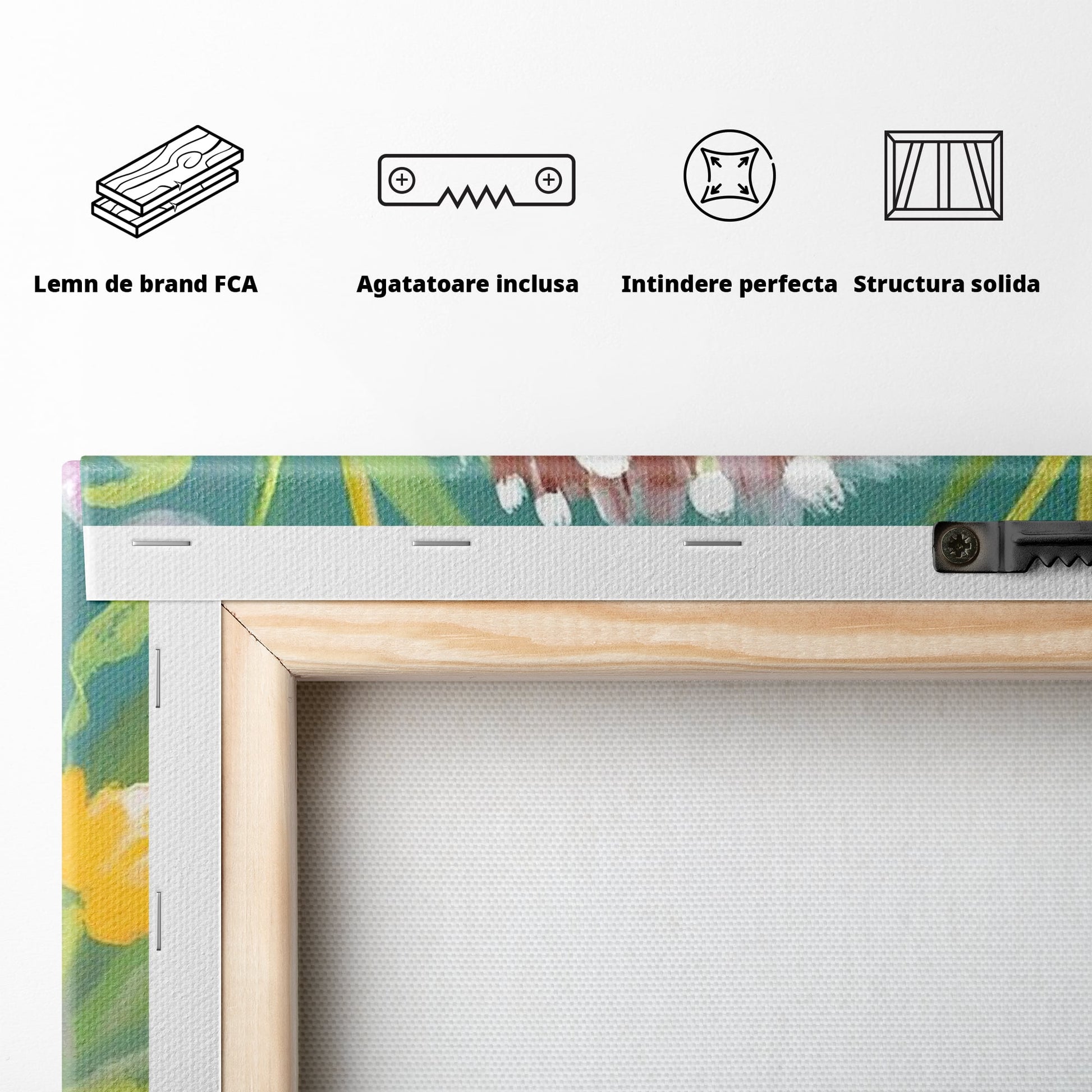 Tablou Canvas Premium, LuxCanva® K1069, Bucuria de a fi Mic, Arici, Flori, Petale, Iarba, Gradina, Pictura, Culori Pastelate, Camera Copil, Dormitor
