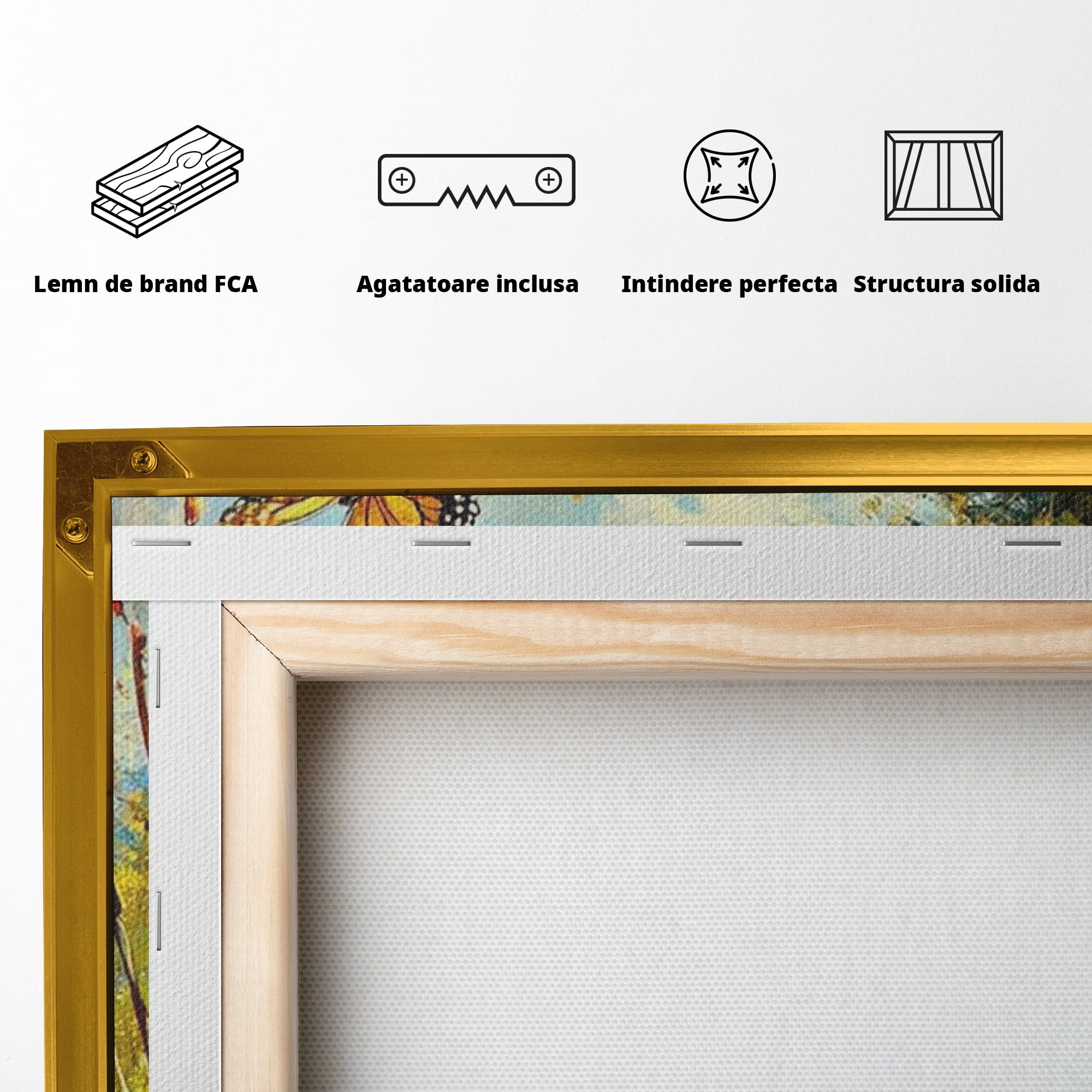 Leinwand Wandkunst Canvas Wandkunst Premium, LuxCanva® K1070, Feld der kleinen Wunder, Huhn, Schmetterling, Landschaft, Vogel, Blumen, Licht, Freude, Unschuld, Babyzimmer, Schlafzimmer