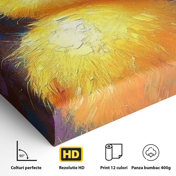 Tablou Canvas Premium, LuxCanva® K1071, Micuta Raza de Soare, Palarie, Pasare, Pui, Fluturi, Pufosenie, Adorabil, Portret, Pictura, Camera Copil, Dormitor