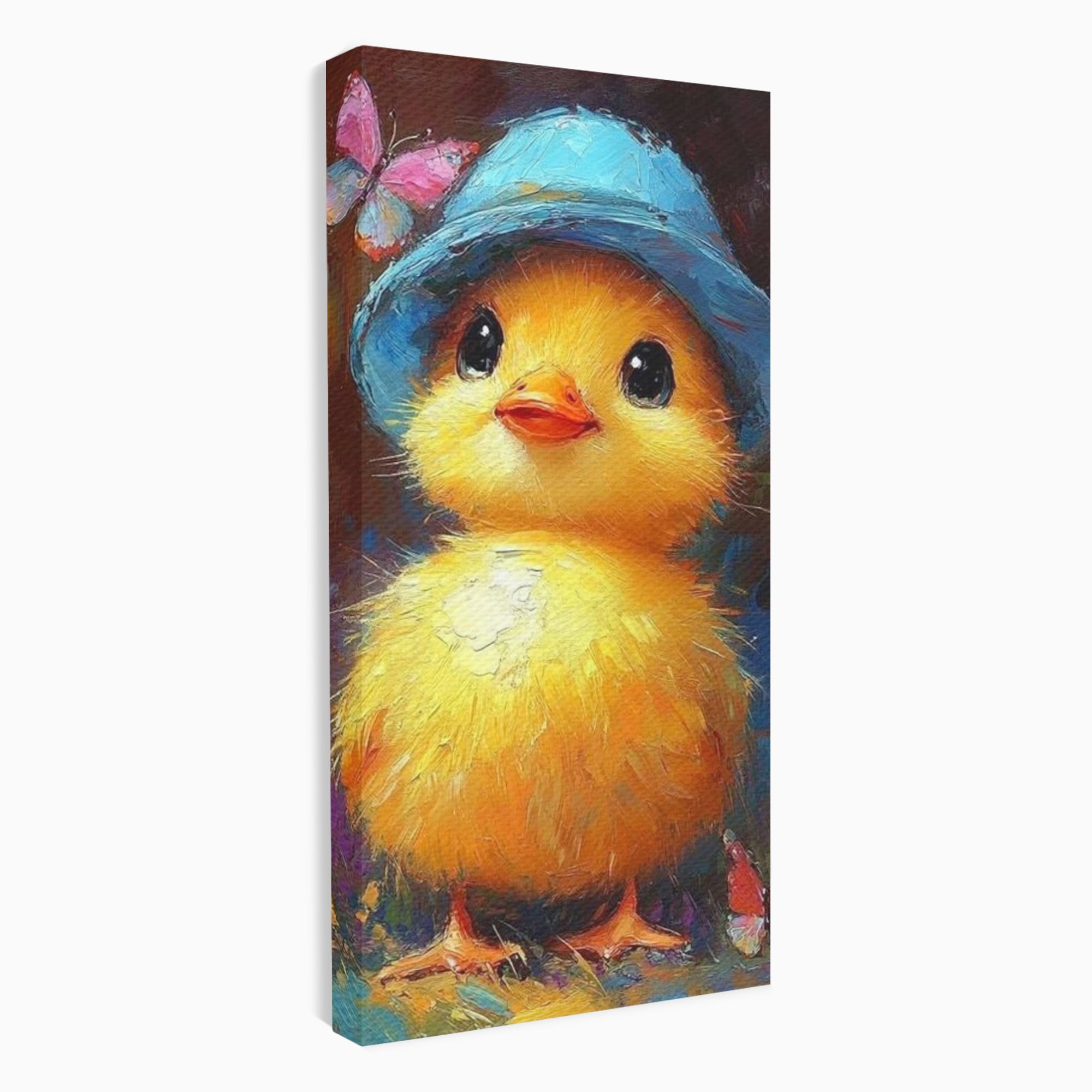Tablou Canvas Premium, LuxCanva® K1071, Micuta Raza de Soare, Palarie, Pasare, Pui, Fluturi, Pufosenie, Adorabil, Portret, Pictura, Camera Copil, Dormitor