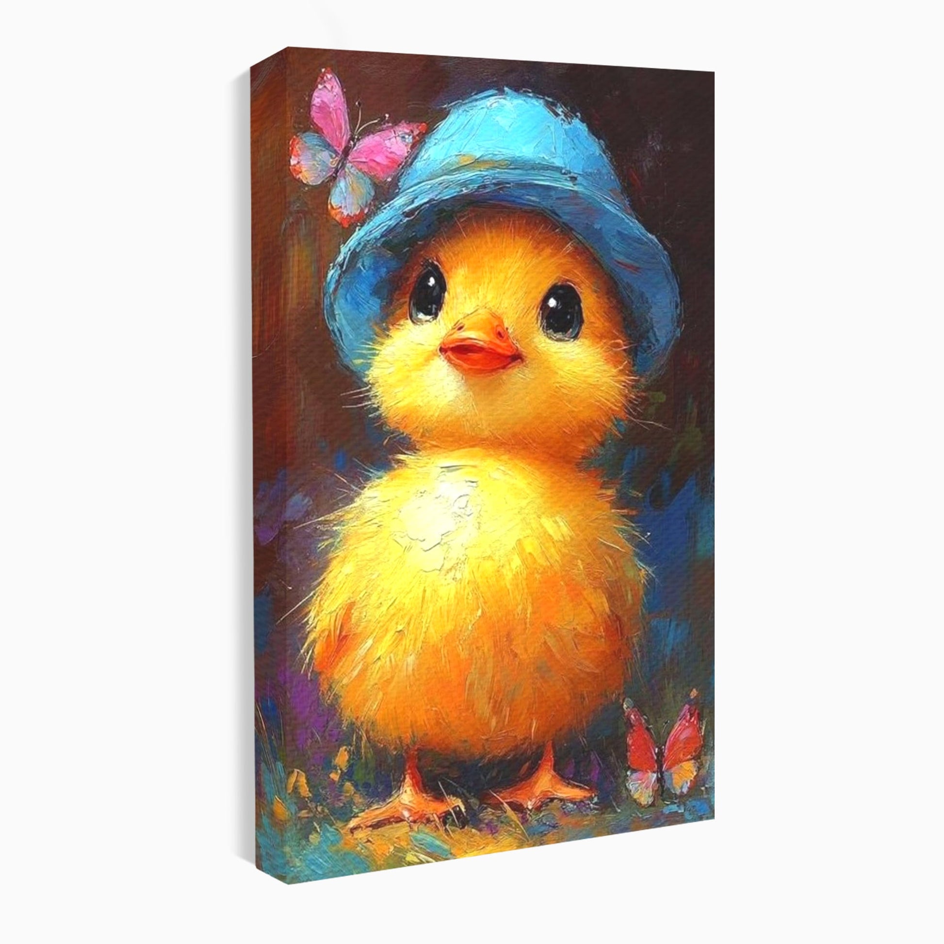 Tablou Canvas Premium, LuxCanva® K1071, Micuta Raza de Soare, Palarie, Pasare, Pui, Fluturi, Pufosenie, Adorabil, Portret, Pictura, Camera Copil, Dormitor