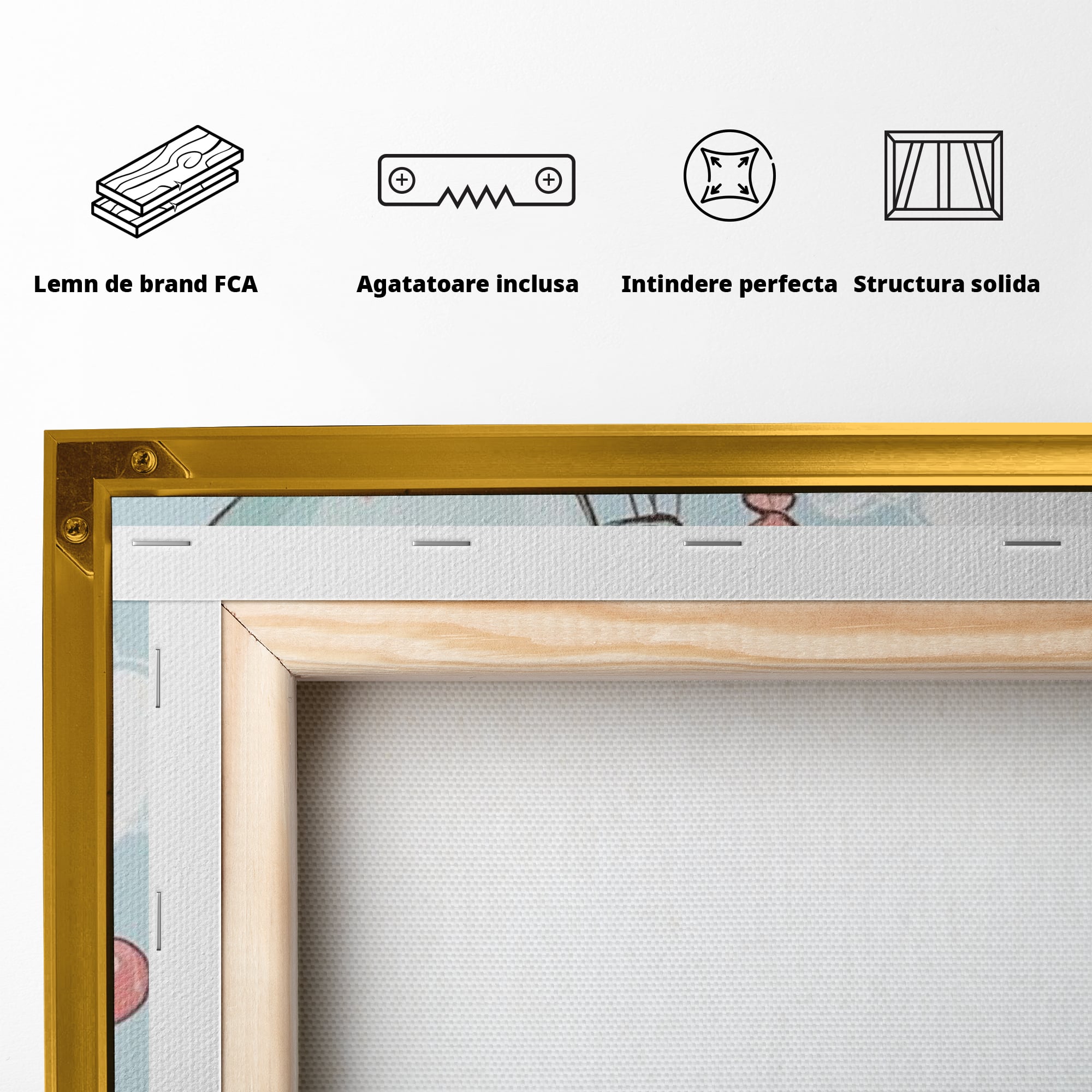 Leinwand Wandkunst Canvas Premium, LuxCanva® K1073, Kindheitstraum, Teddybären, Luftballons, Herzen, Wolken, Wolken, Flug, Pastell, Pastell, Freundschaft, Babyzimmer, Schlafzimmer