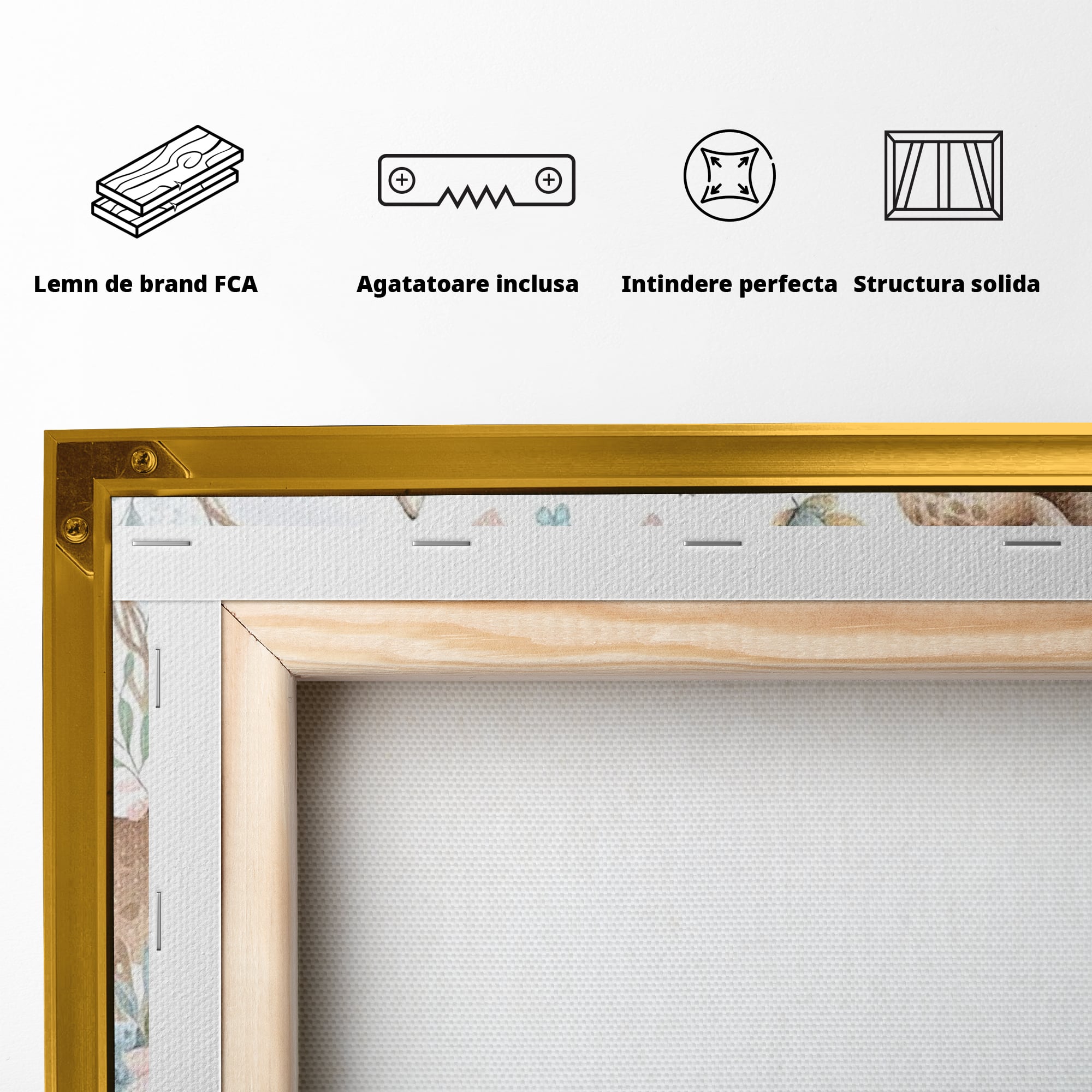 Tablou Canvas Premium, LuxCanva® K1074, Lumea Copiilor, Elefantel, Caprioare, Pinguin, Flori, Fabula, Natura, Veselie, Camera Copil, Dormitor