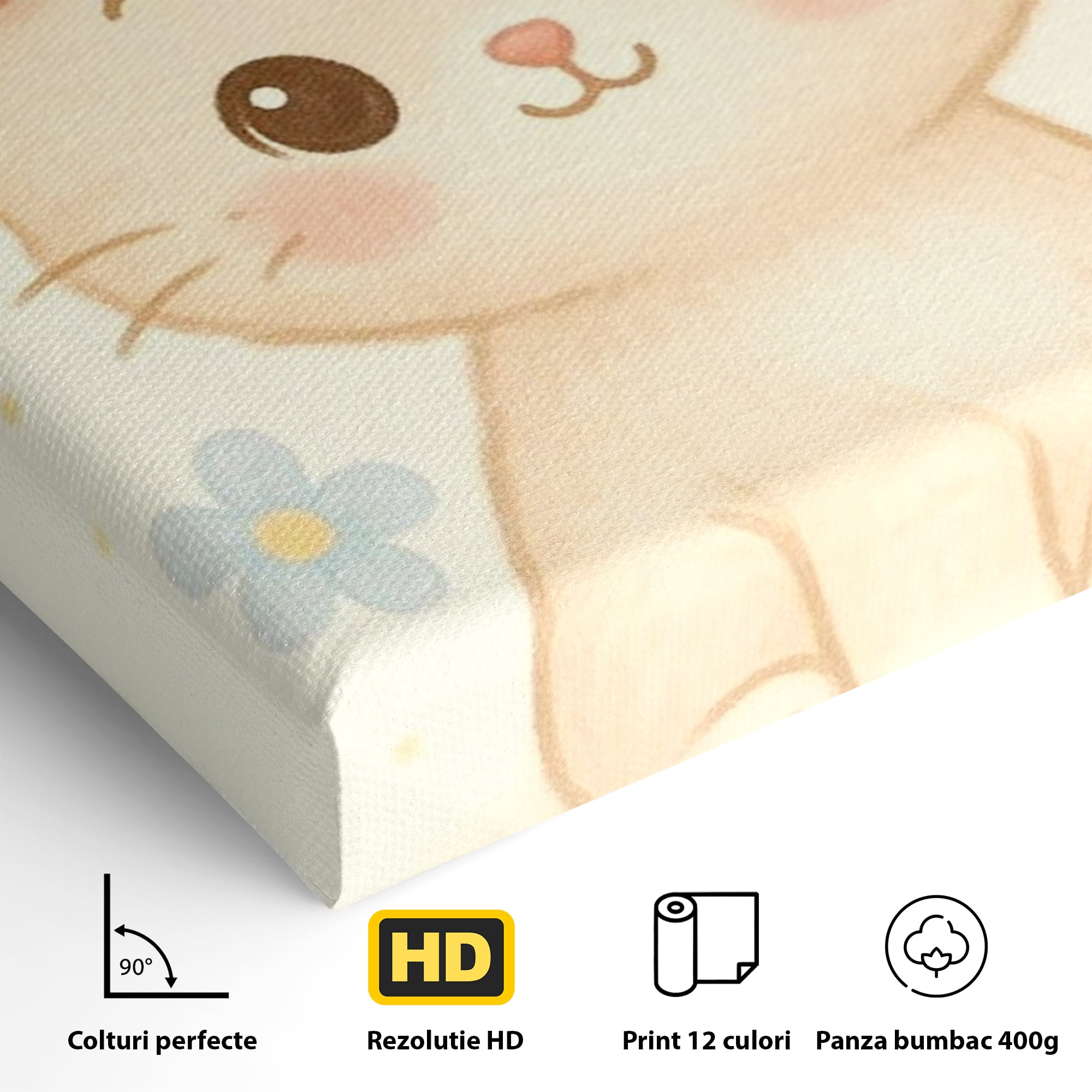 Leinwand Wandbilder Premium, LuxCanva® K1075, Ein bisschen Niedlichkeit, Kätzchen, Stern, Schleife, Schleife, Blumen, Baby, bezaubernd, Babyzimmer, Schlafzimmer