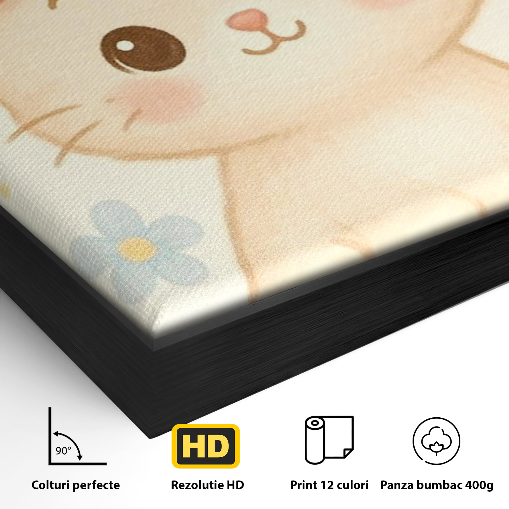 Leinwand Wandbilder Premium, LuxCanva® K1075, Ein bisschen Niedlichkeit, Kätzchen, Stern, Schleife, Schleife, Blumen, Baby, bezaubernd, Babyzimmer, Schlafzimmer
