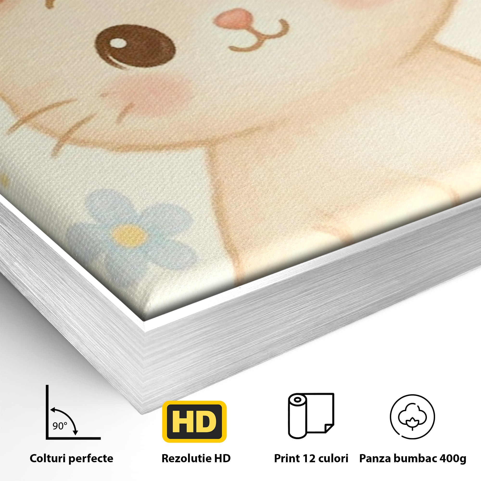 Leinwand Wandbilder Premium, LuxCanva® K1075, Ein bisschen Niedlichkeit, Kätzchen, Stern, Schleife, Schleife, Blumen, Baby, bezaubernd, Babyzimmer, Schlafzimmer