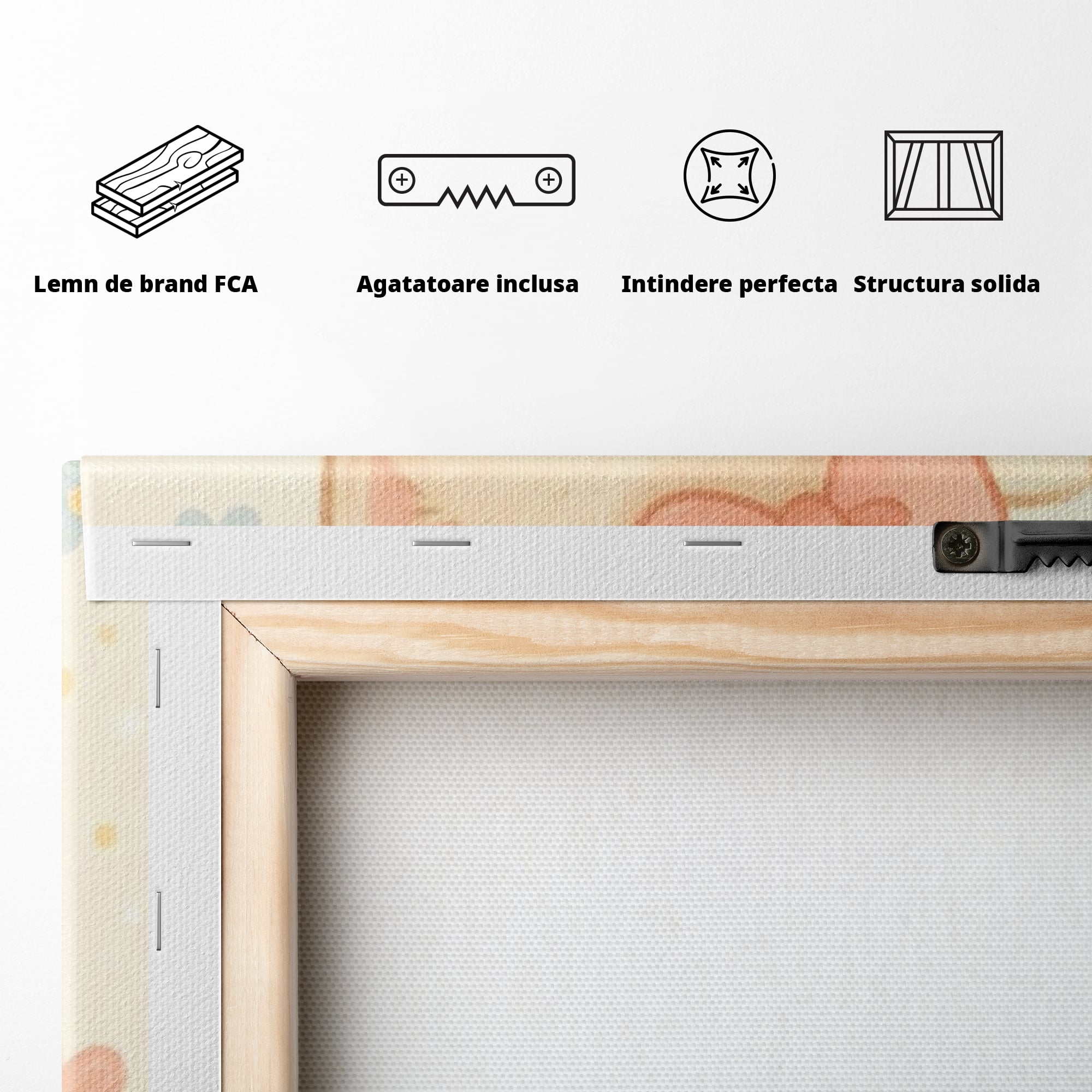 Leinwand Wandbilder Premium, LuxCanva® K1075, Ein bisschen Niedlichkeit, Kätzchen, Stern, Schleife, Schleife, Blumen, Baby, bezaubernd, Babyzimmer, Schlafzimmer