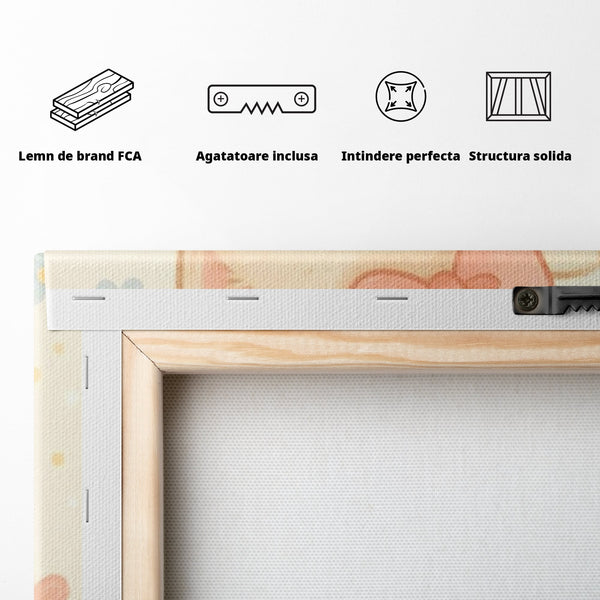 Leinwand Wandbilder Premium, LuxCanva® K1075, Ein bisschen Niedlichkeit, Kätzchen, Stern, Schleife, Schleife, Blumen, Baby, bezaubernd, Babyzimmer, Schlafzimmer