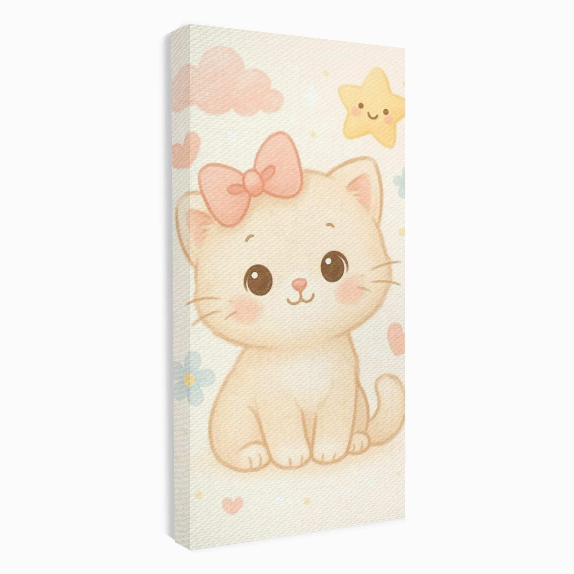 Leinwand Wandbilder Premium, LuxCanva® K1075, Ein bisschen Niedlichkeit, Kätzchen, Stern, Schleife, Schleife, Blumen, Baby, bezaubernd, Babyzimmer, Schlafzimmer