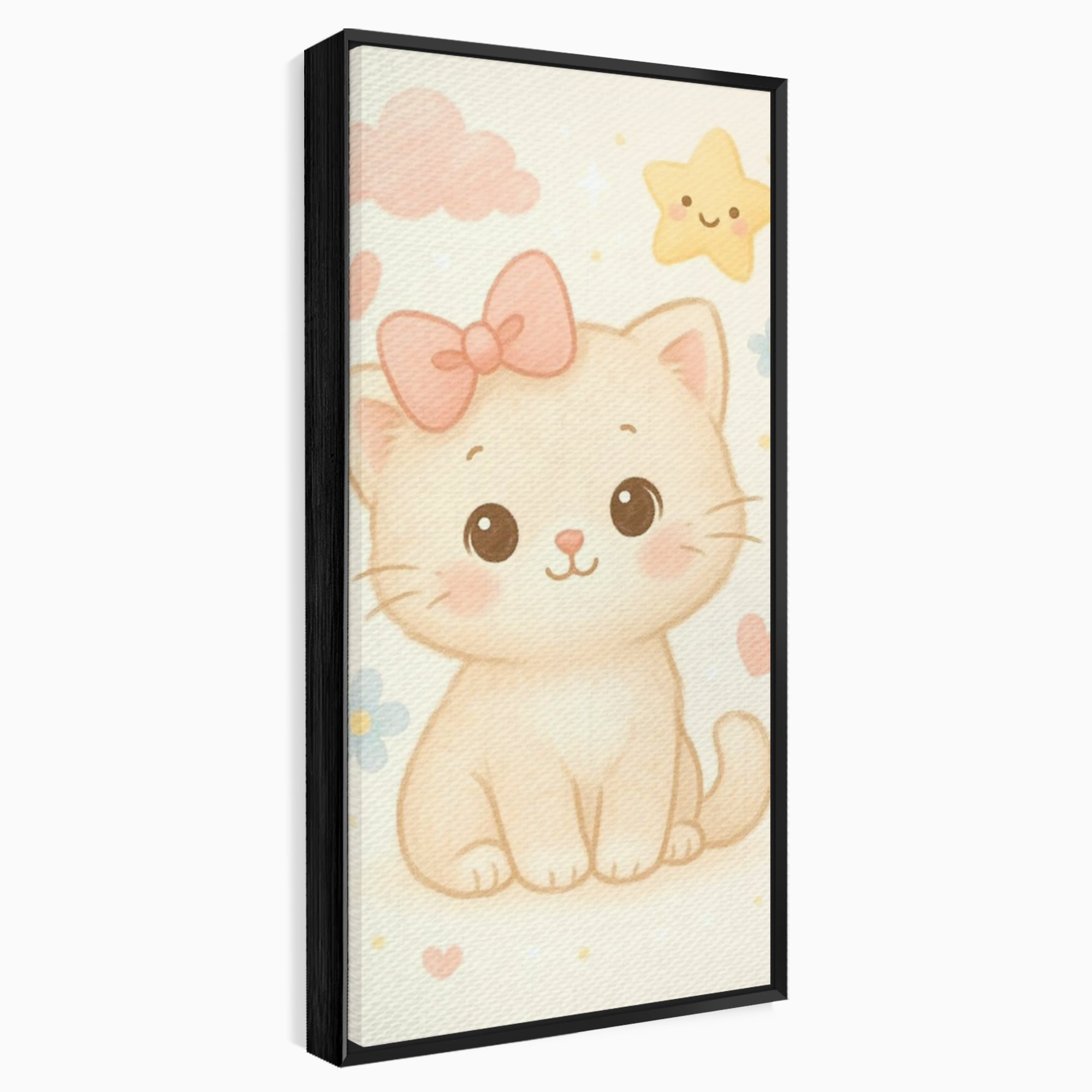 Leinwand Wandbilder Premium, LuxCanva® K1075, Ein bisschen Niedlichkeit, Kätzchen, Stern, Schleife, Schleife, Blumen, Baby, bezaubernd, Babyzimmer, Schlafzimmer