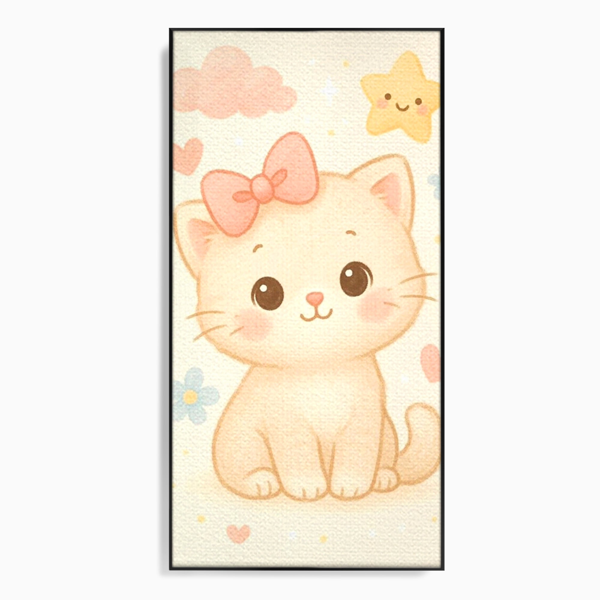Leinwand Wandbilder Premium, LuxCanva® K1075, Ein bisschen Niedlichkeit, Kätzchen, Stern, Schleife, Schleife, Blumen, Baby, bezaubernd, Babyzimmer, Schlafzimmer
