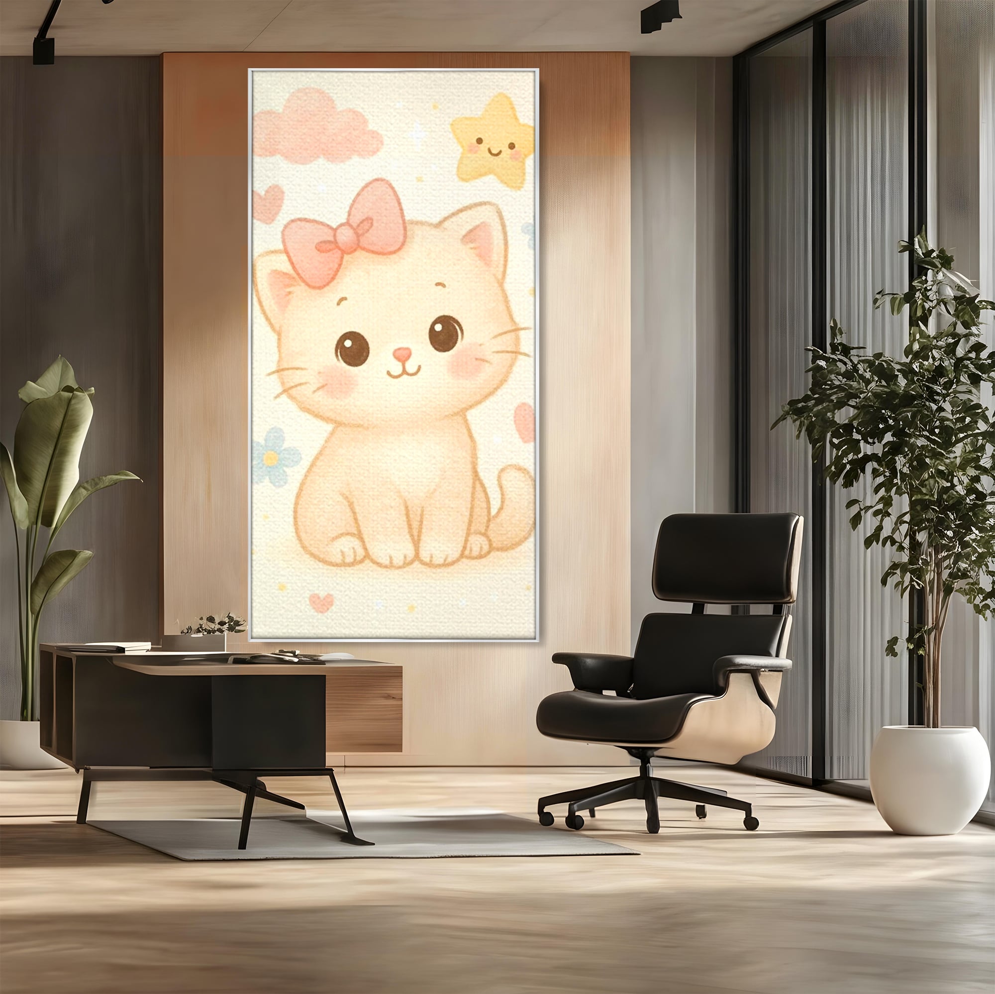 Leinwand Wandbilder Premium, LuxCanva® K1075, Ein bisschen Niedlichkeit, Kätzchen, Stern, Schleife, Schleife, Blumen, Baby, bezaubernd, Babyzimmer, Schlafzimmer