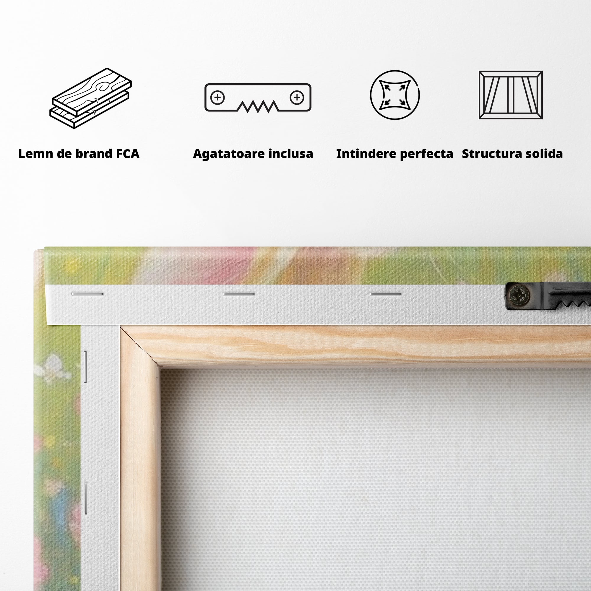 Leinwand Wandkunst Leinwand Wandkunst Premium, LuxCanva® K1076, Gemütlich unter Blumen, Hase, Frühling, Blütenblätter, Natur, Unschuld, Klein, Niedlich, Babyzimmer, Schlafzimmer