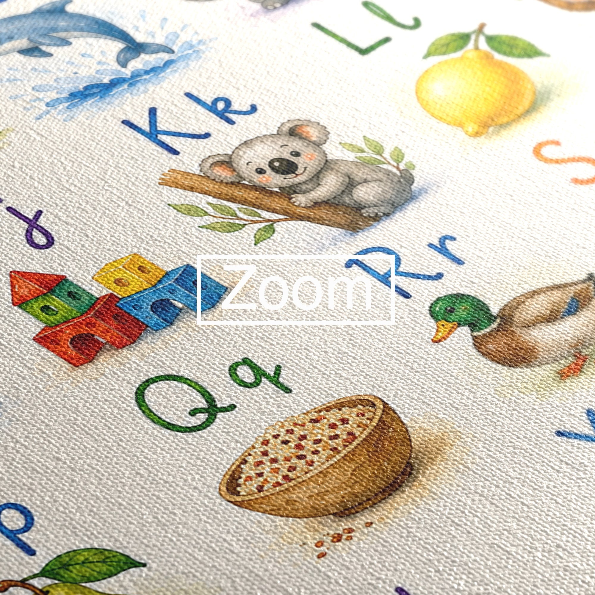Tablou Canvas Premium LuxCanva® K1077, Abecedar Ilustrat, Abecedar, Educativ, Copii, Invatare, Camera Copii, Culori Vibrante