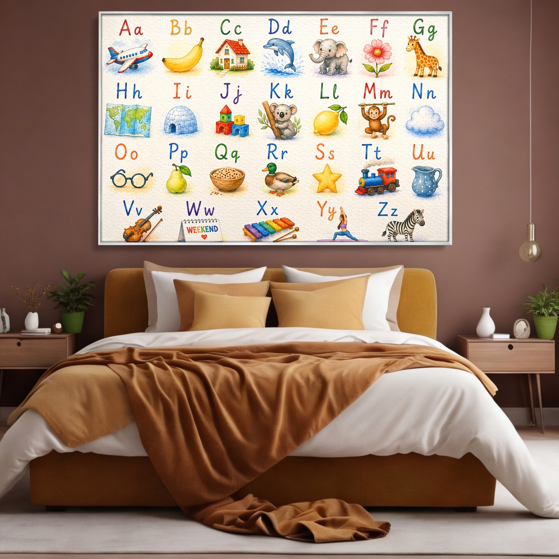 Tablou Canvas Premium LuxCanva® K1077, Abecedar Ilustrat, Abecedar, Educativ, Copii, Invatare, Camera Copii, Culori Vibrante