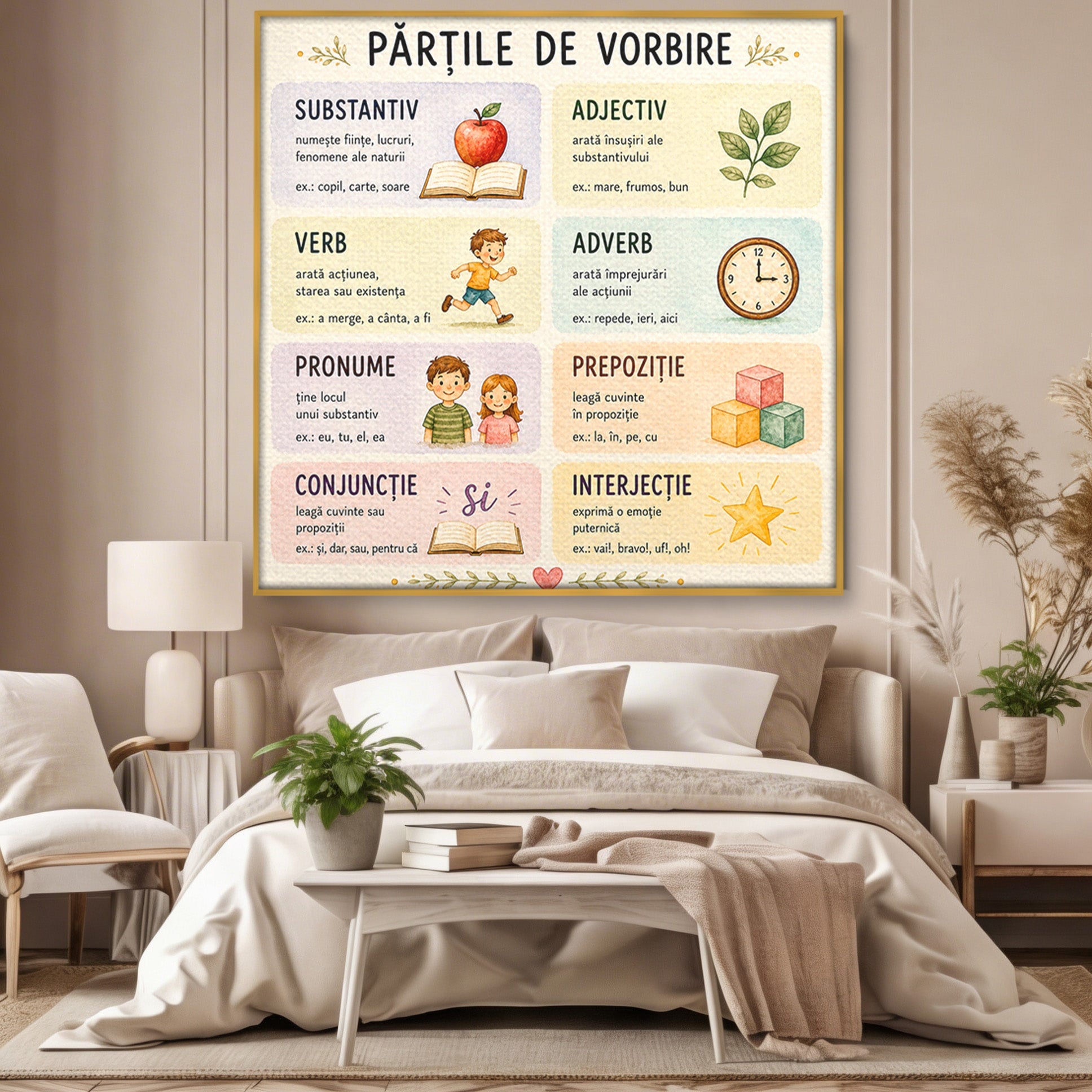 Tablou Canvas Premium LuxCanva® K1080, Partile De Vorbire Educative, Educatie, Copii, Invatare, Scoala, Clasa, Dormitor, Culori Vibrante