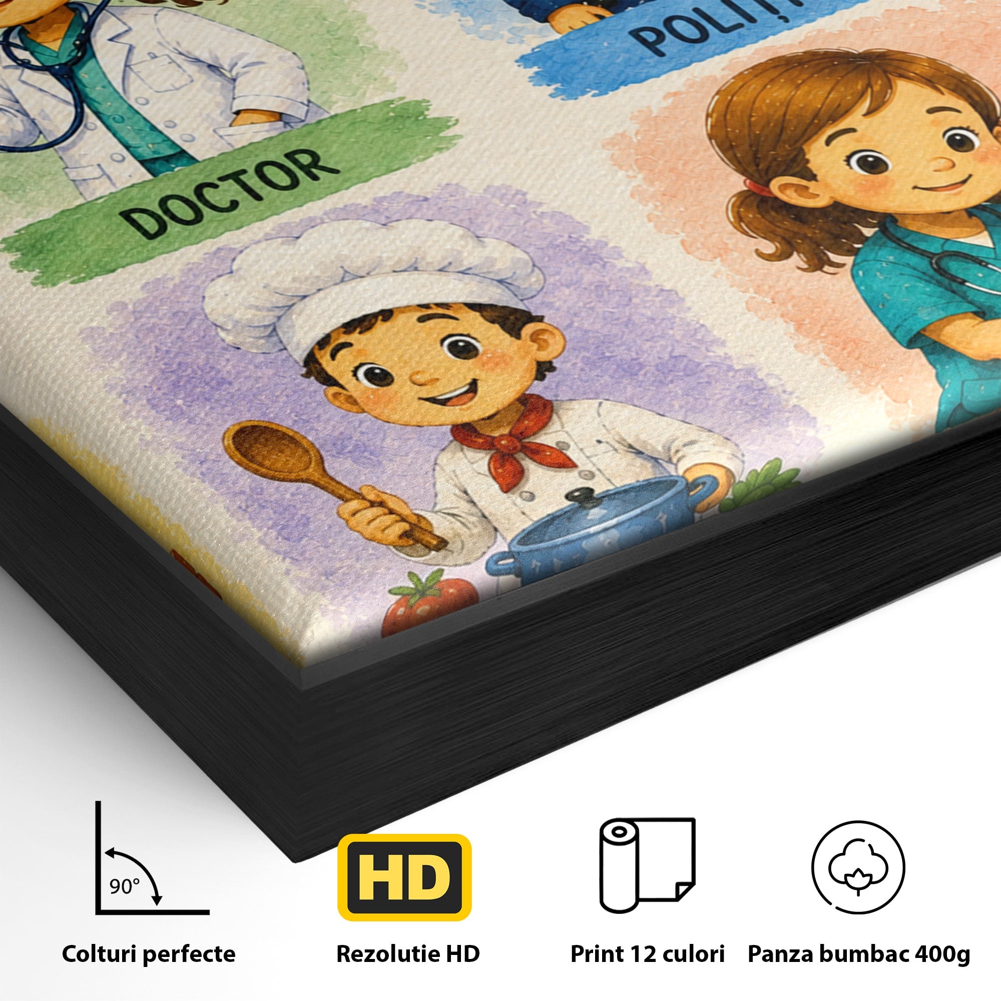 Tablou Canvas Premium LuxCanva® K1085, Meserii Pentru Copii, Meserii, Educativ, Copii, Invatare, Camera Copiilor, Culori Vibrante