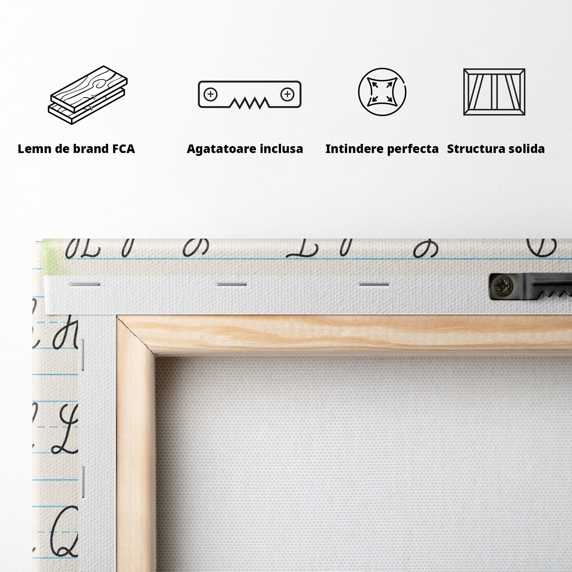 Tablou Canvas Premium LuxCanva® K1086, Alfabetul Copiilor, Alfabet, Educatie, Copii, Scoala, Birou, Culori Vibrante