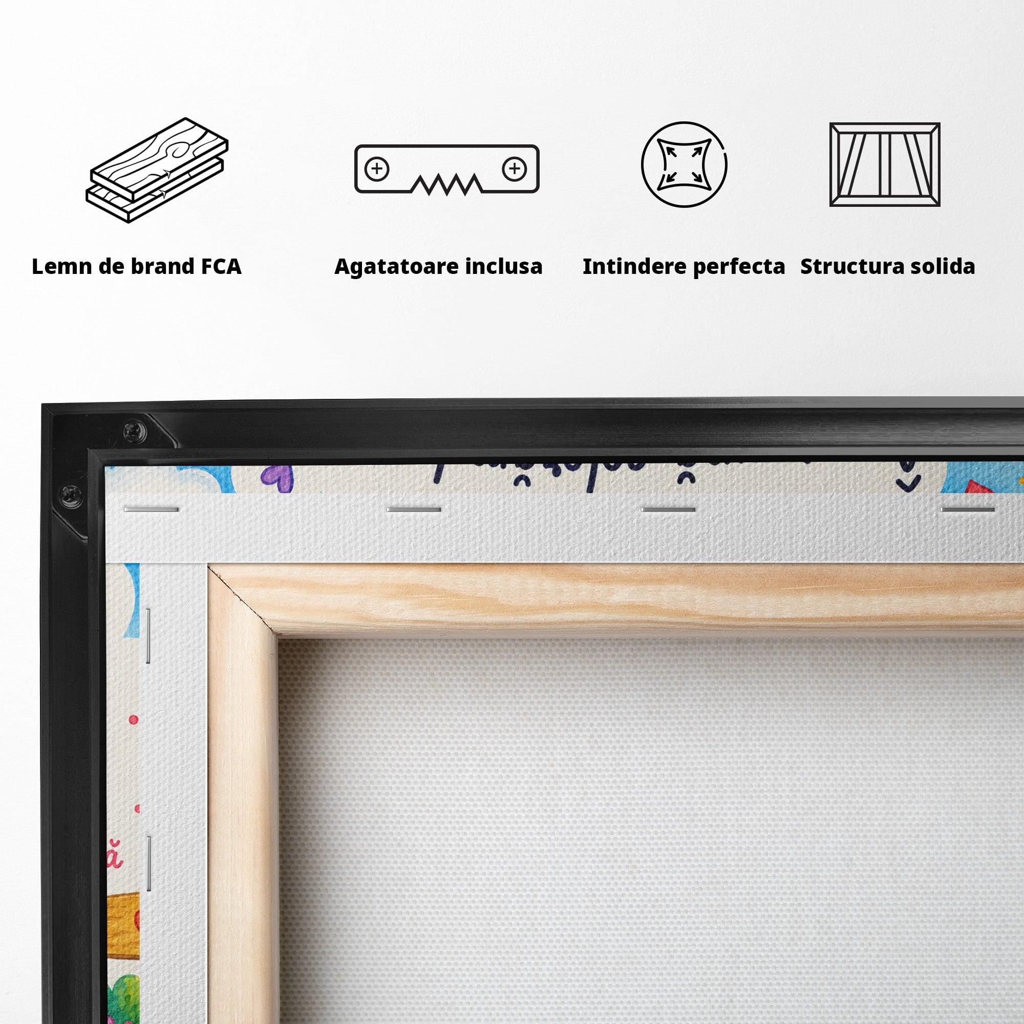 Tablou Canvas Premium LuxCanva® K1087, Curcubeu Alaturi De Nori, Curcubeu, Nori, Scoala, Optimism, Citate, Living, Copii, Culori Vibrante