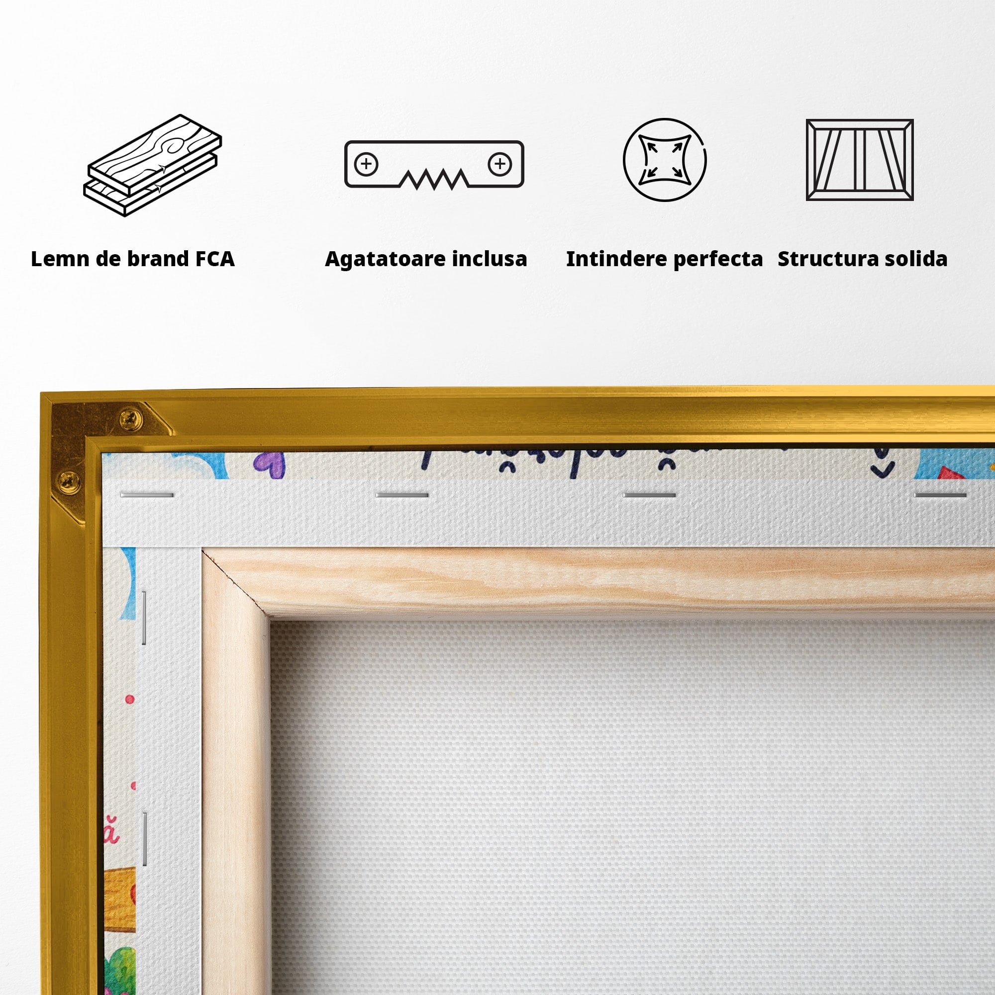 Tablou Canvas Premium LuxCanva® K1087, Curcubeu Alaturi De Nori, Curcubeu, Nori, Scoala, Optimism, Citate, Living, Copii, Culori Vibrante