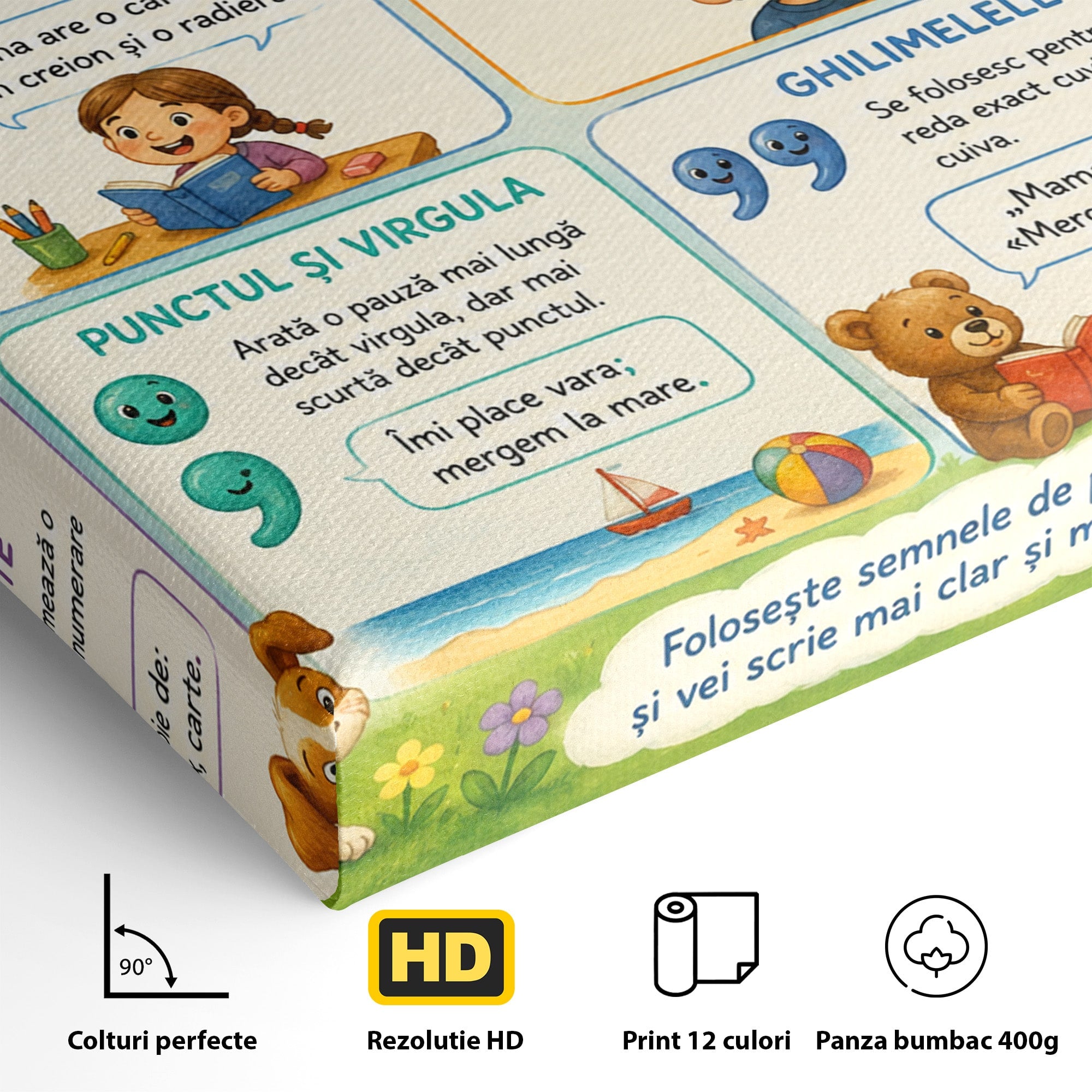 Tablou Canvas Premium LuxCanva® K1088, Semnele De Punctuatie, Educatie, Copii, Invatare, Scoala, Birou, Culori Vibrante