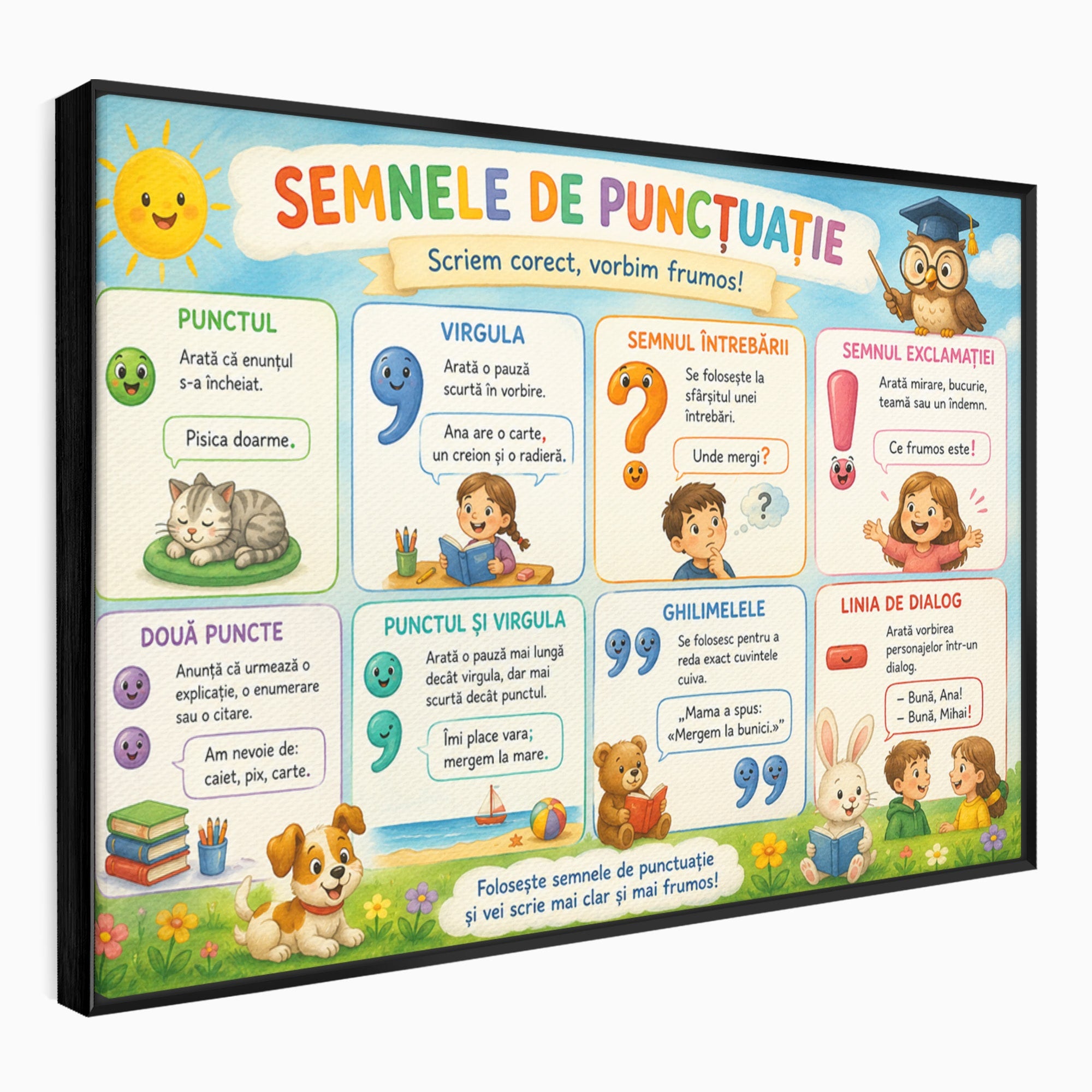 Tablou Canvas Premium LuxCanva® K1088, Semnele De Punctuatie, Educatie, Copii, Invatare, Scoala, Birou, Culori Vibrante