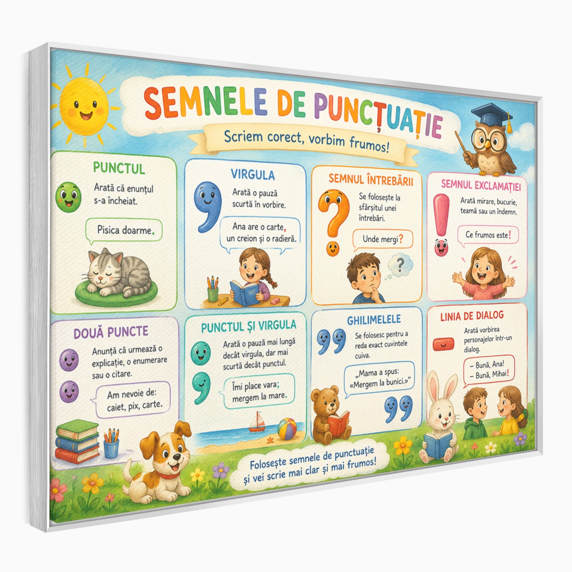 Tablou Canvas Premium LuxCanva® K1088, Semnele De Punctuatie, Educatie, Copii, Invatare, Scoala, Birou, Culori Vibrante