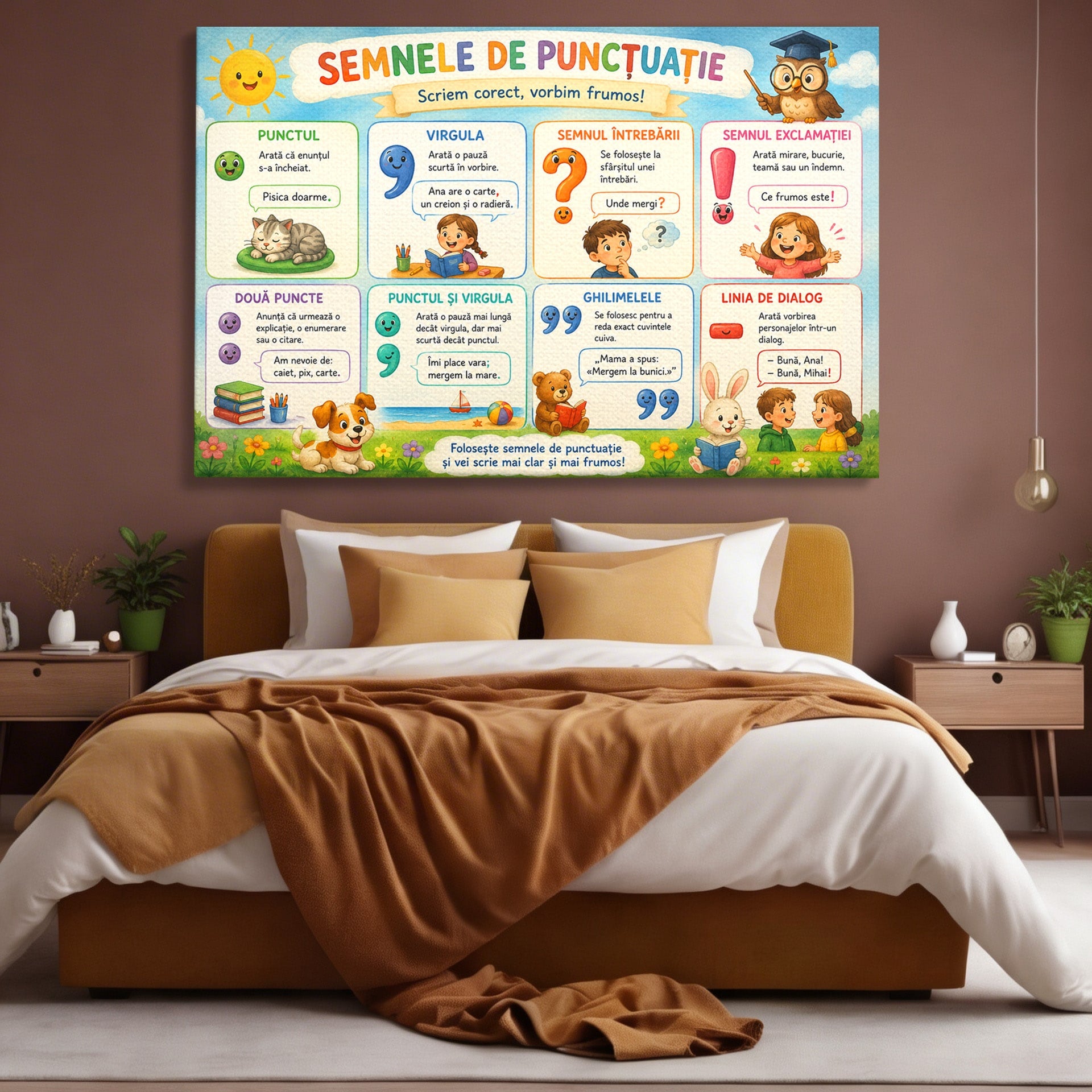Tablou Canvas Premium LuxCanva® K1088, Semnele De Punctuatie, Educatie, Copii, Invatare, Scoala, Birou, Culori Vibrante