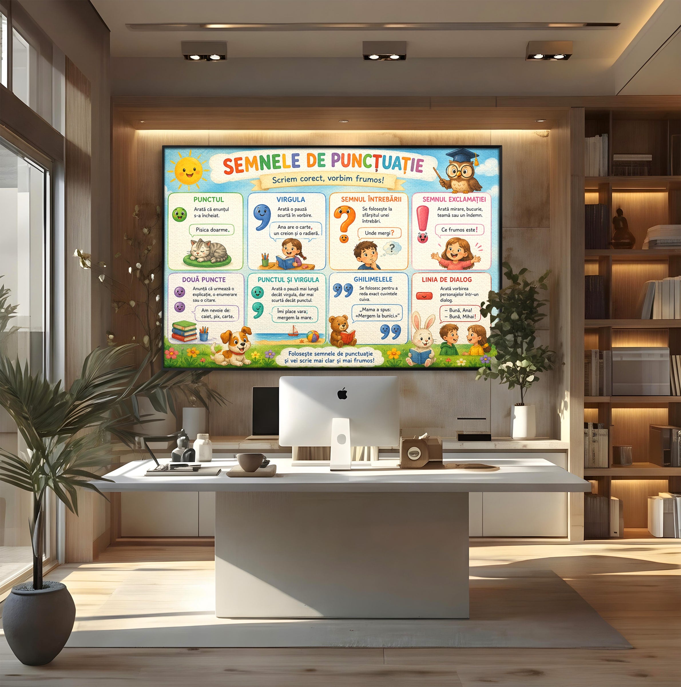 Tablou Canvas Premium LuxCanva® K1088, Semnele De Punctuatie, Educatie, Copii, Invatare, Scoala, Birou, Culori Vibrante