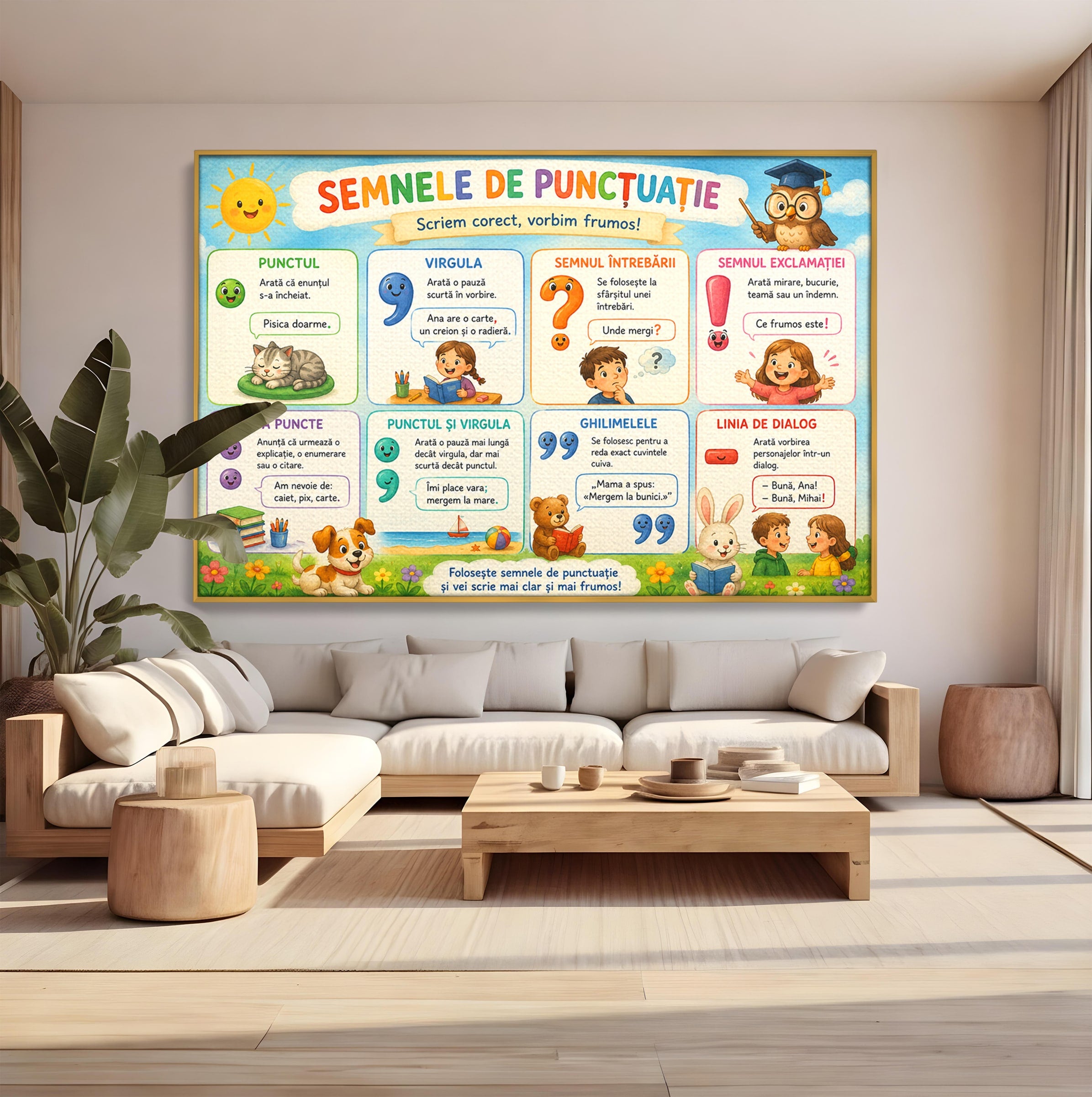 Tablou Canvas Premium LuxCanva® K1088, Semnele De Punctuatie, Educatie, Copii, Invatare, Scoala, Birou, Culori Vibrante