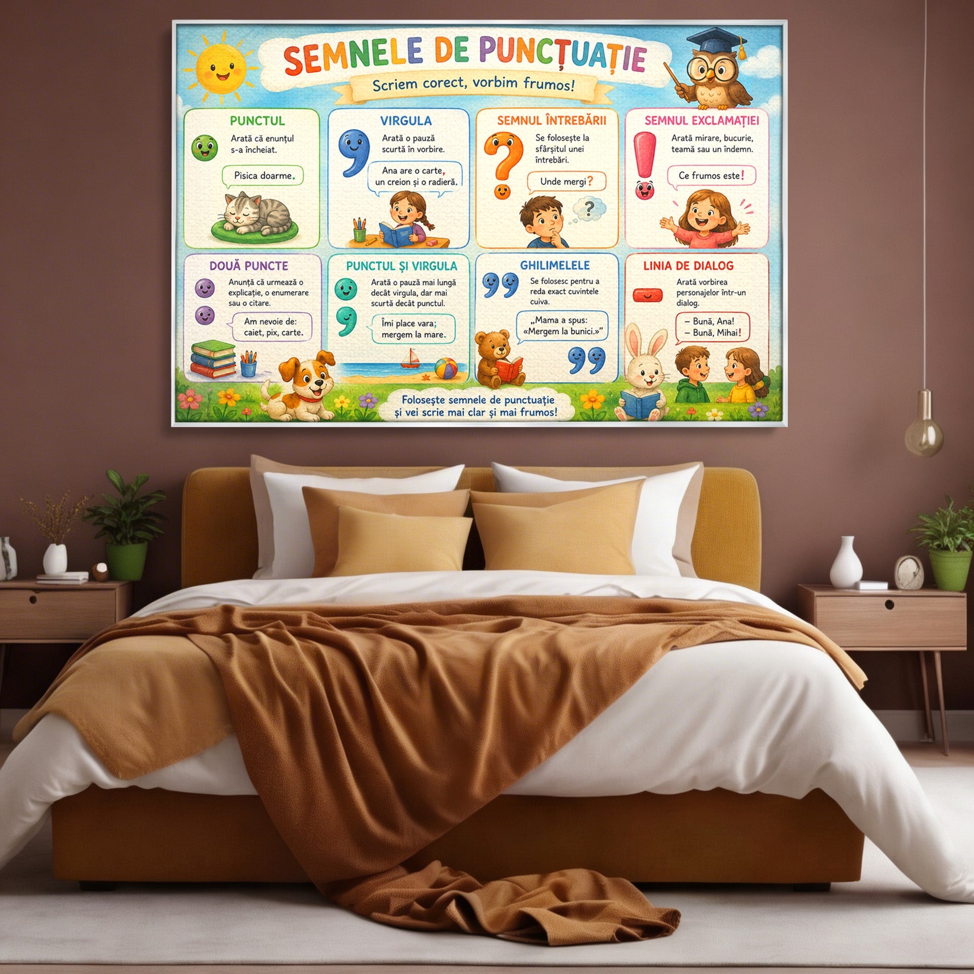 Tablou Canvas Premium LuxCanva® K1088, Semnele De Punctuatie, Educatie, Copii, Invatare, Scoala, Birou, Culori Vibrante