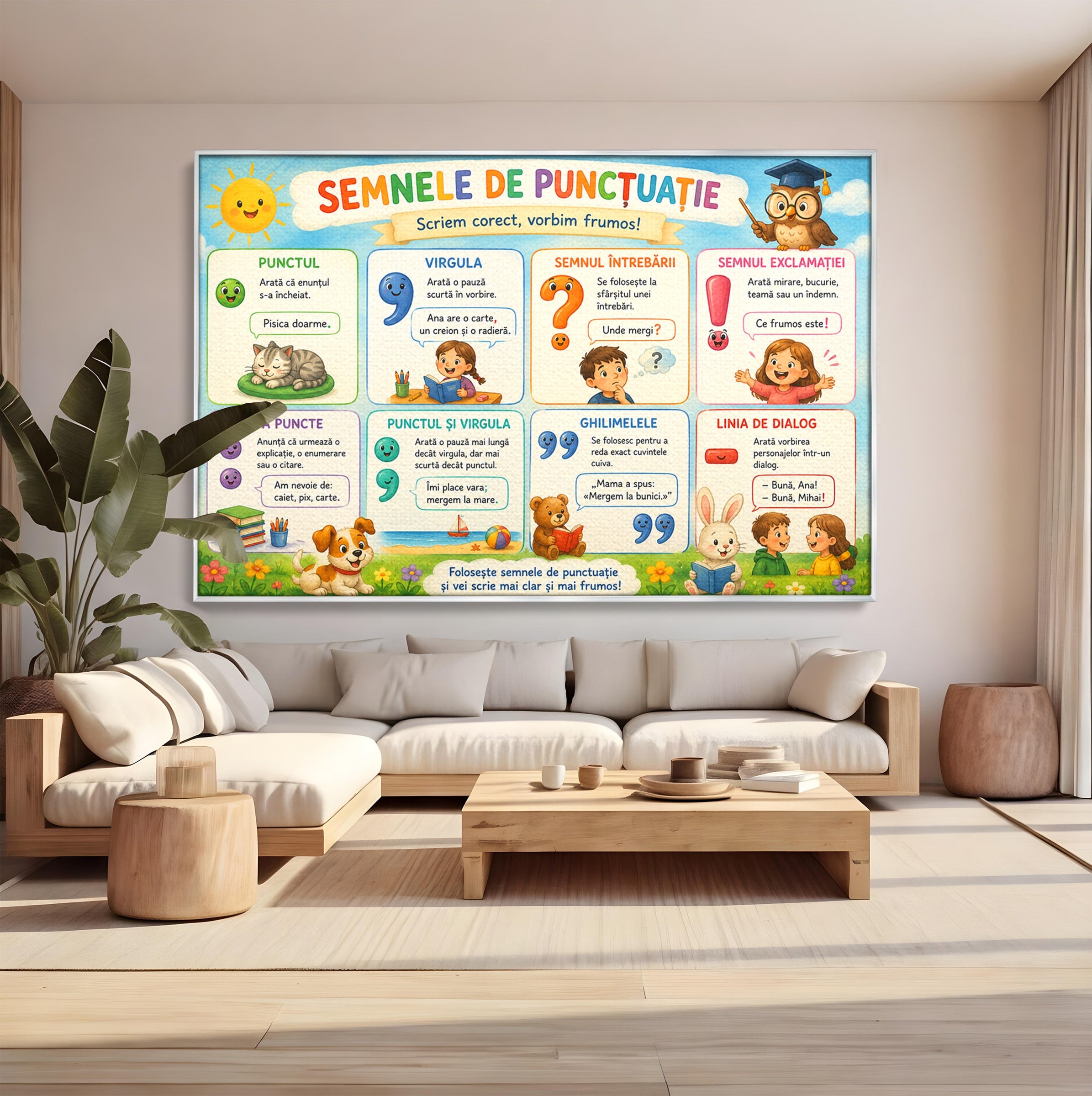 Tablou Canvas Premium LuxCanva® K1088, Semnele De Punctuatie, Educatie, Copii, Invatare, Scoala, Birou, Culori Vibrante