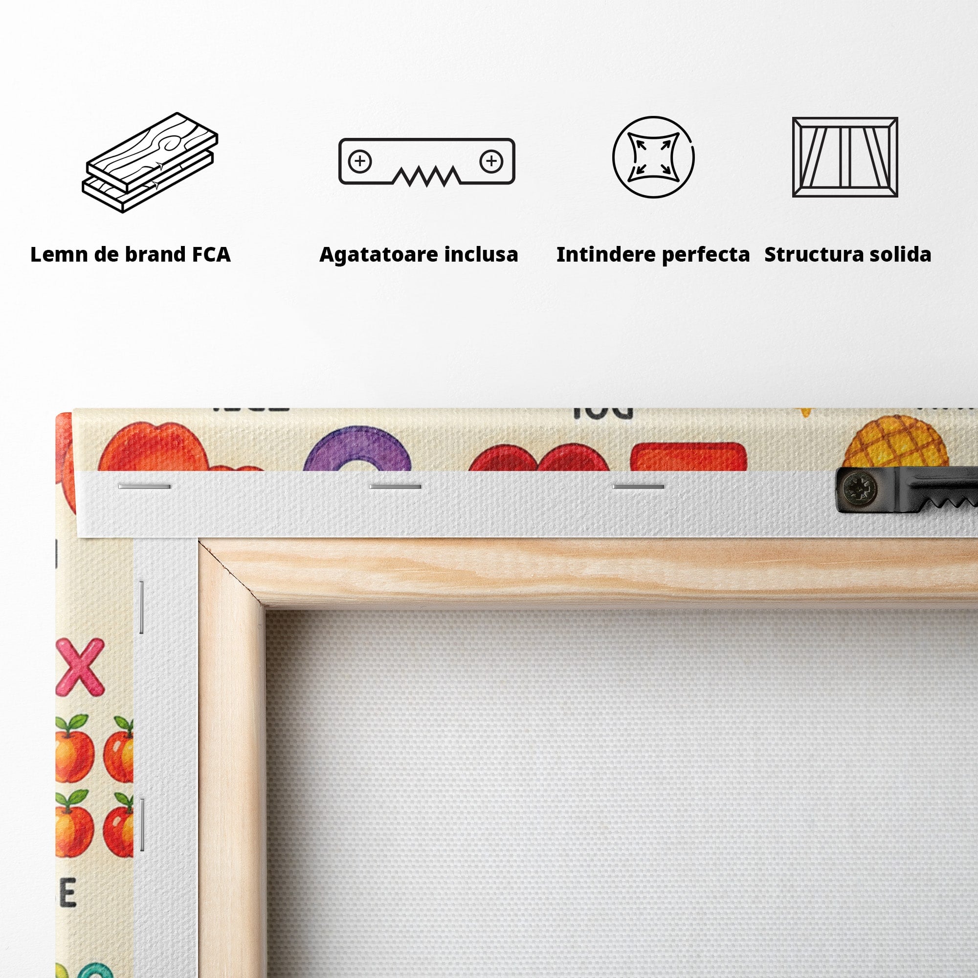 Tablou Canvas Premium LuxCanva® K1090, Numara Pana La Zece, Numere, Educatie, Copii, Invatare, Camera Copii, Culori Vibrante