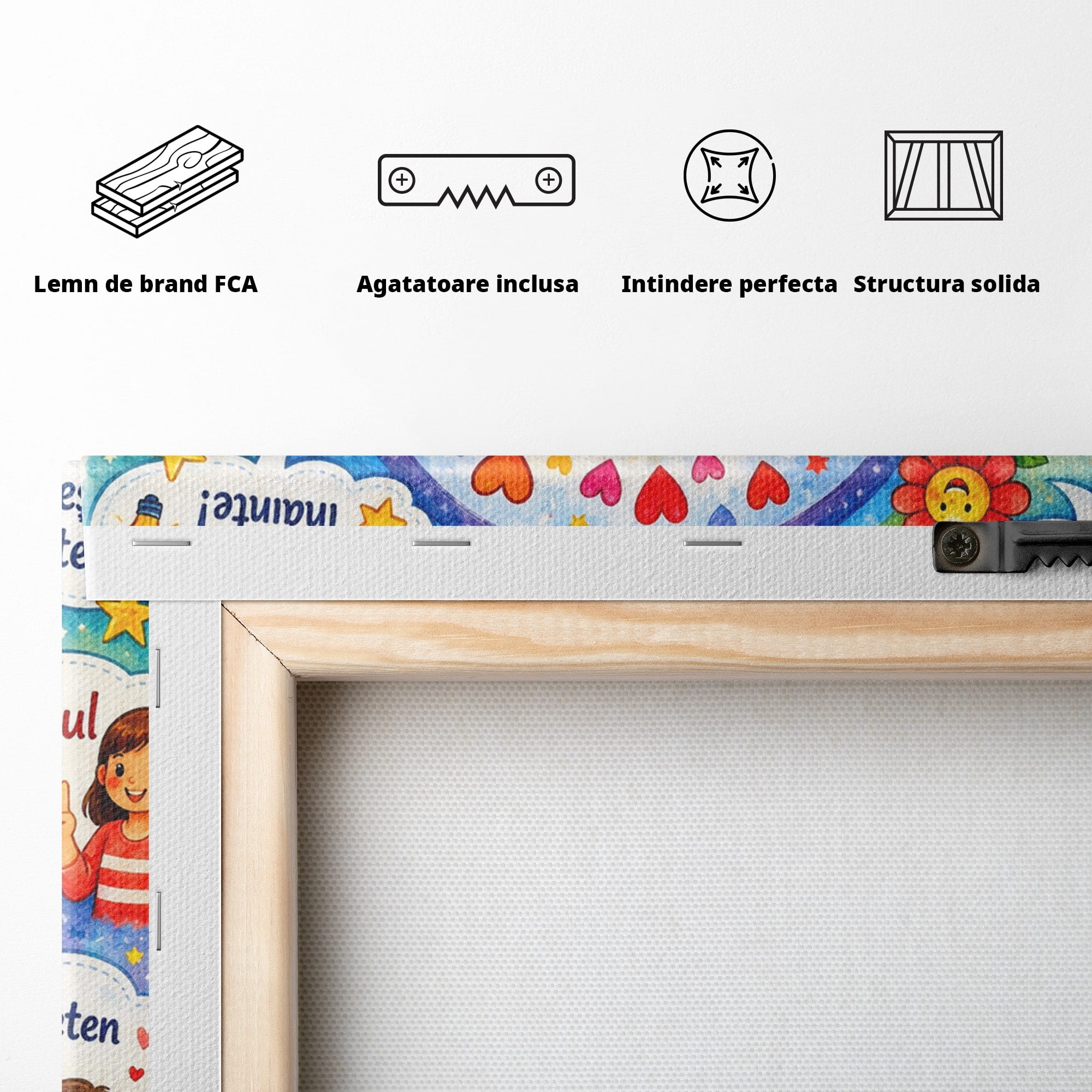 Tablou Canvas Premium LuxCanva® K1091, Cuvinte Care Fac Bine, Educatie, Mesaje Pozitive, Copii, Scoala, Birou, Culori Vibrante
