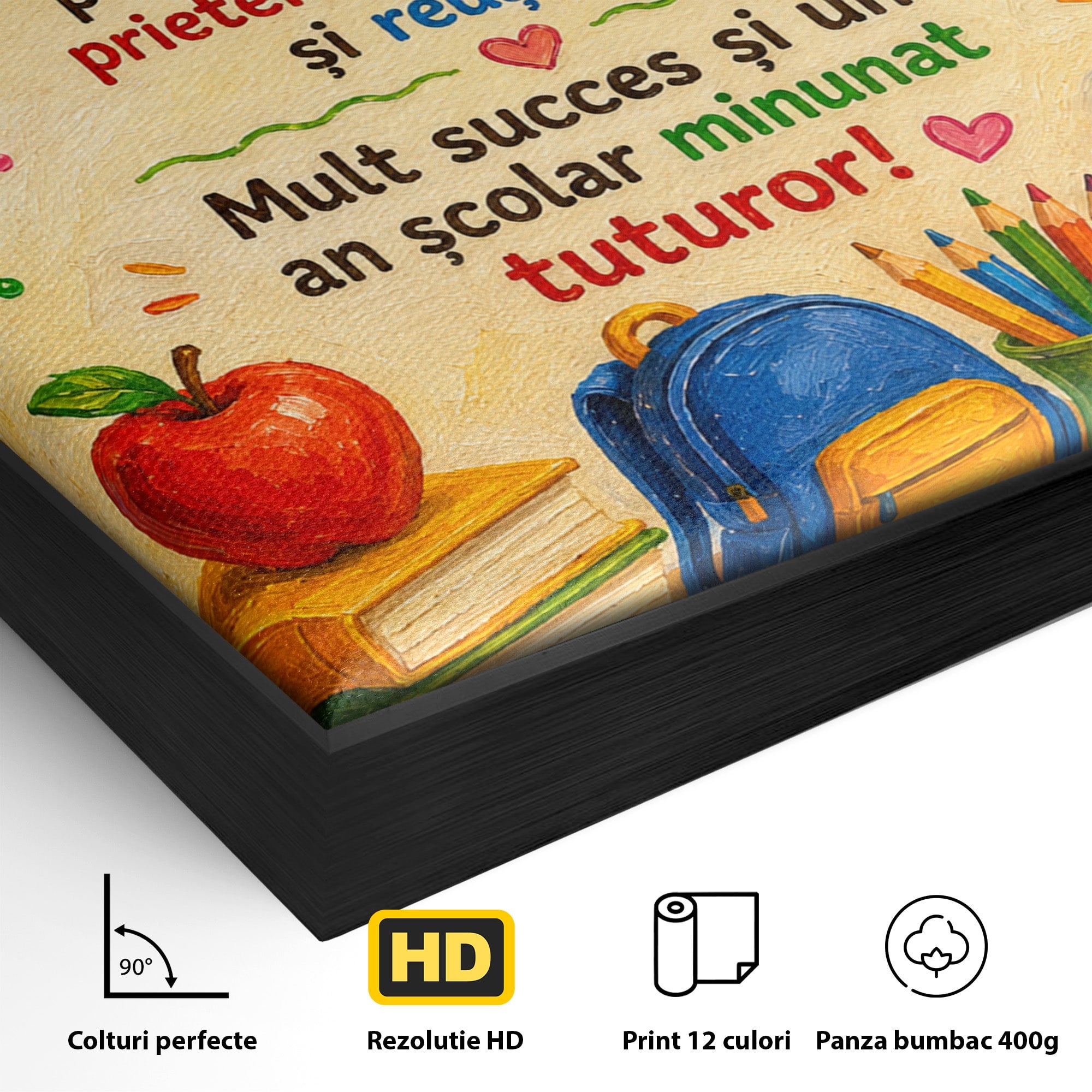 Tablou Canvas Premium LuxCanva® K1092, Inceput De An Scolar, Scoala, Educatie, Copii, Invatare, Birou, Culori Vibrante