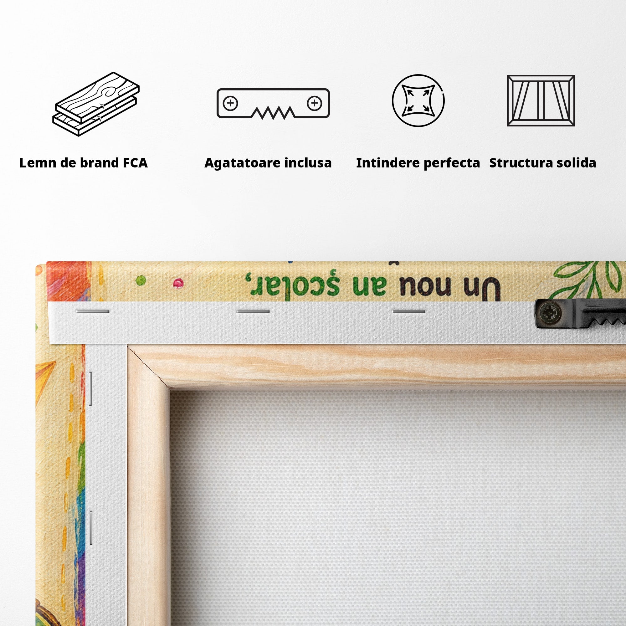 Tablou Canvas Premium LuxCanva® K1092, Inceput De An Scolar, Scoala, Educatie, Copii, Invatare, Birou, Culori Vibrante