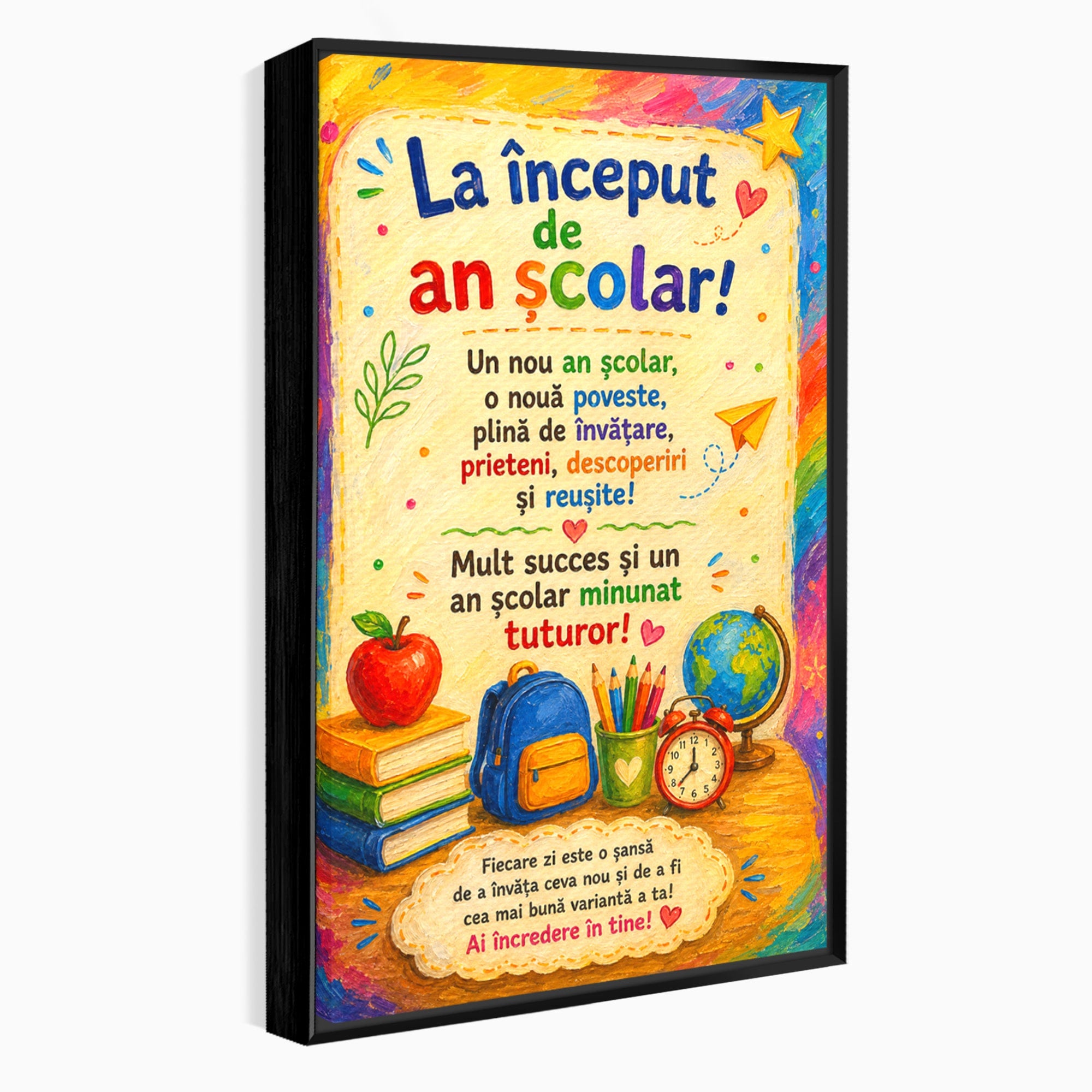 Tablou Canvas Premium LuxCanva® K1092, Inceput De An Scolar, Scoala, Educatie, Copii, Invatare, Birou, Culori Vibrante