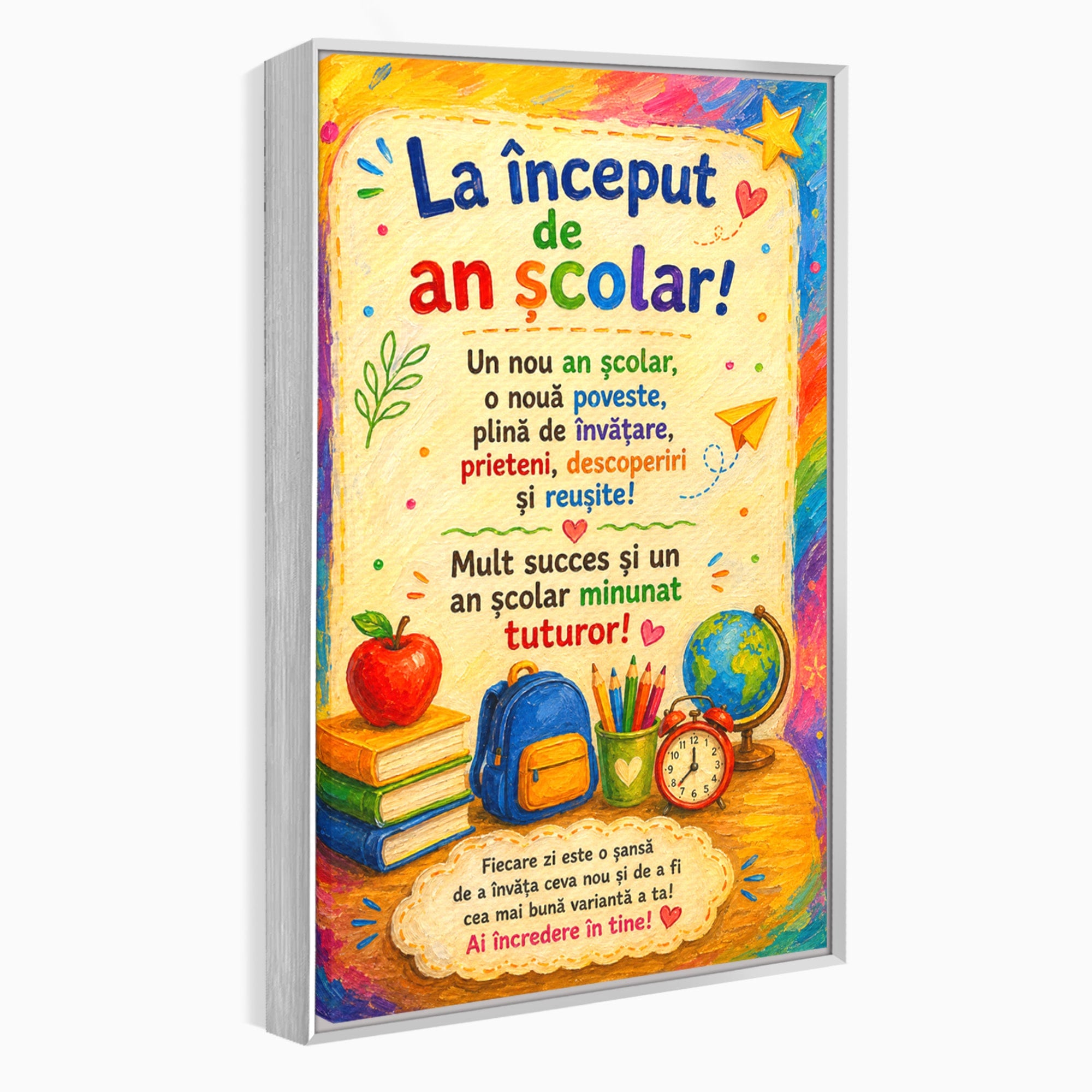 Tablou Canvas Premium LuxCanva® K1092, Inceput De An Scolar, Scoala, Educatie, Copii, Invatare, Birou, Culori Vibrante