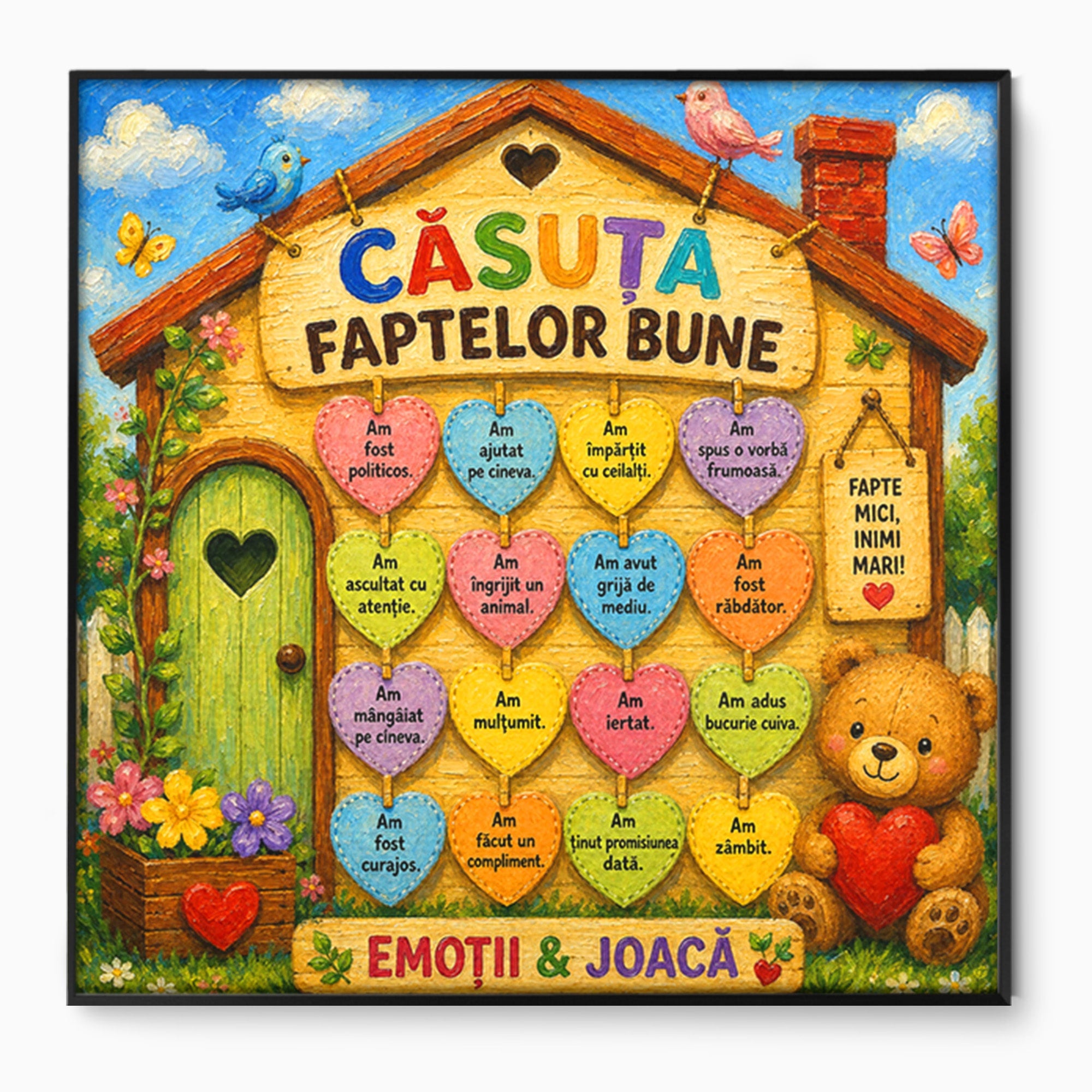 Tablou Canvas Premium LuxCanva® K1094, Casuta Faptelor Bune, Copii, Incurajare, Culori, Joc, Camera Copiilor, Culori Vibrante