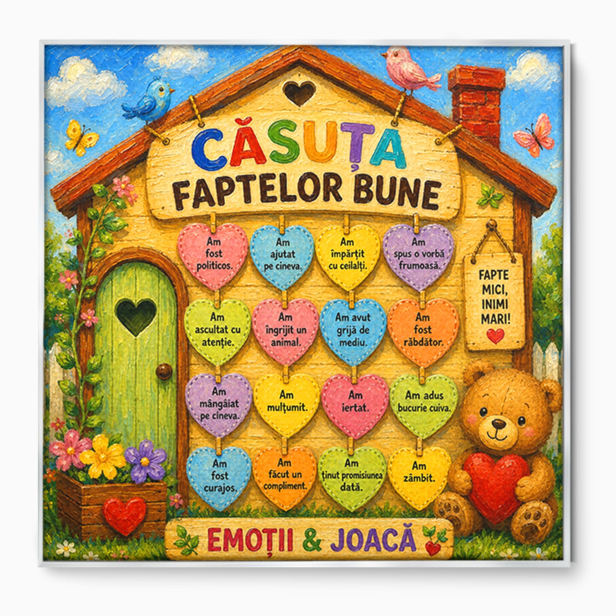 Tablou Canvas Premium LuxCanva® K1094, Casuta Faptelor Bune, Copii, Incurajare, Culori, Joc, Camera Copiilor, Culori Vibrante