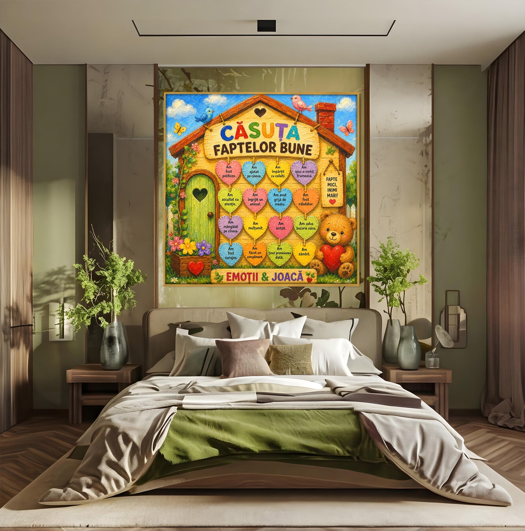 Tablou Canvas Premium LuxCanva® K1094, Casuta Faptelor Bune, Copii, Incurajare, Culori, Joc, Camera Copiilor, Culori Vibrante