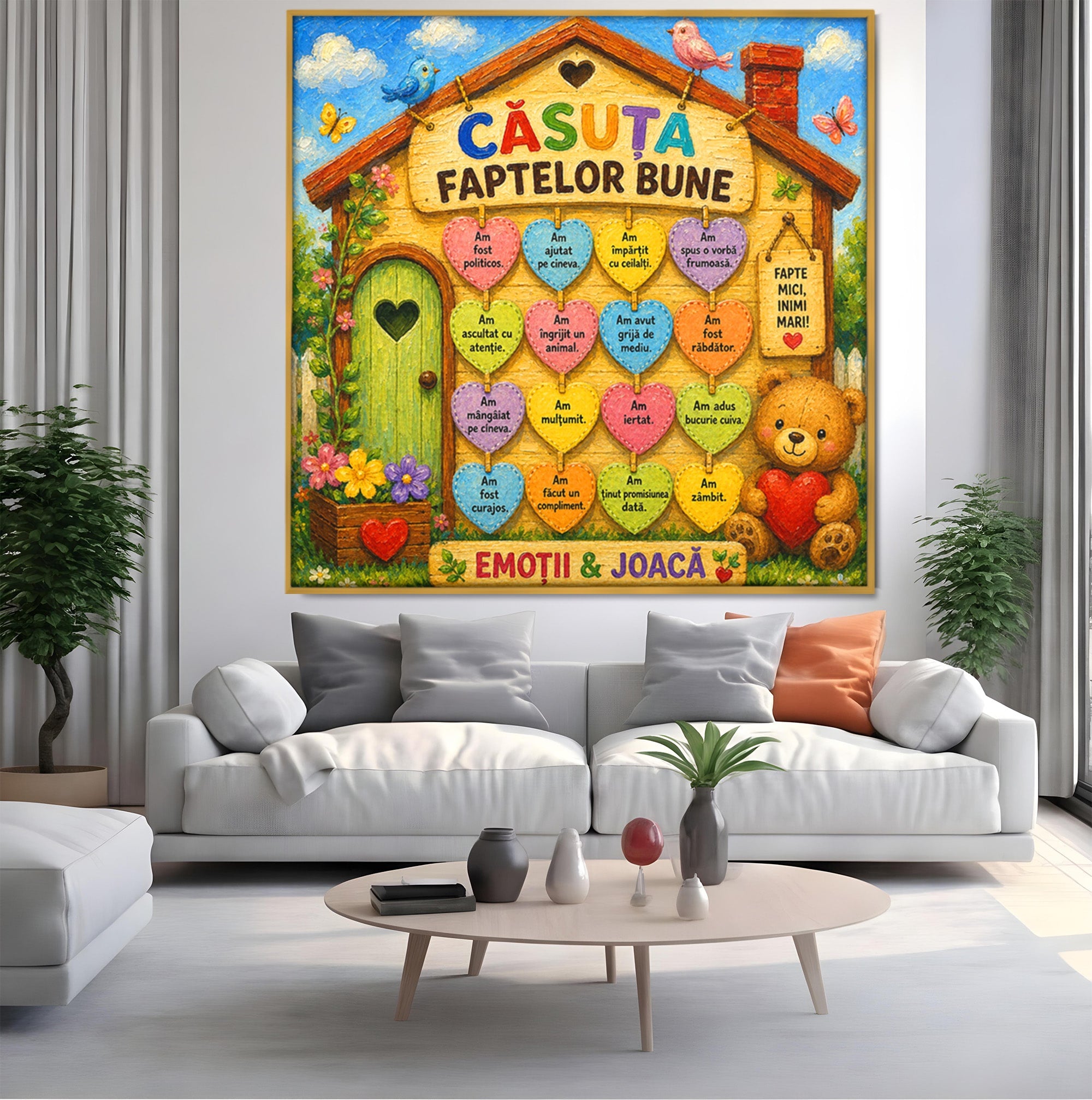 Tablou Canvas Premium LuxCanva® K1094, Casuta Faptelor Bune, Copii, Incurajare, Culori, Joc, Camera Copiilor, Culori Vibrante