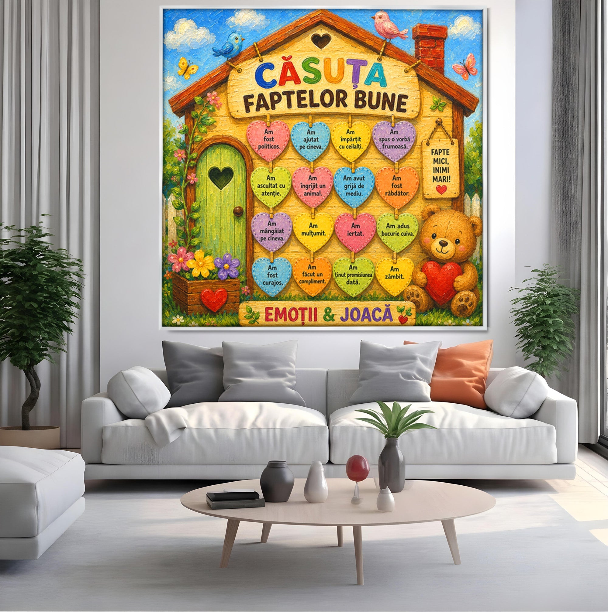 Tablou Canvas Premium LuxCanva® K1094, Casuta Faptelor Bune, Copii, Incurajare, Culori, Joc, Camera Copiilor, Culori Vibrante