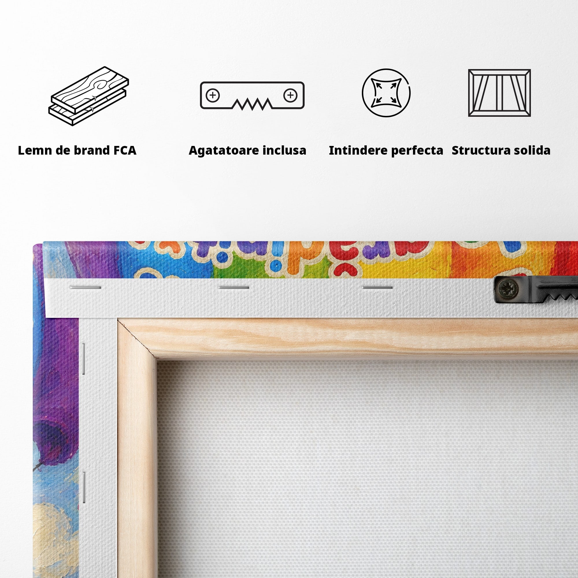 Tablou Canvas Premium LuxCanva® K1096, Albinuta Parasutista, Albinuta, Curcubeu, Gradinita, Copii, Veselie, Camera Copiilor, Culori Vibrante
