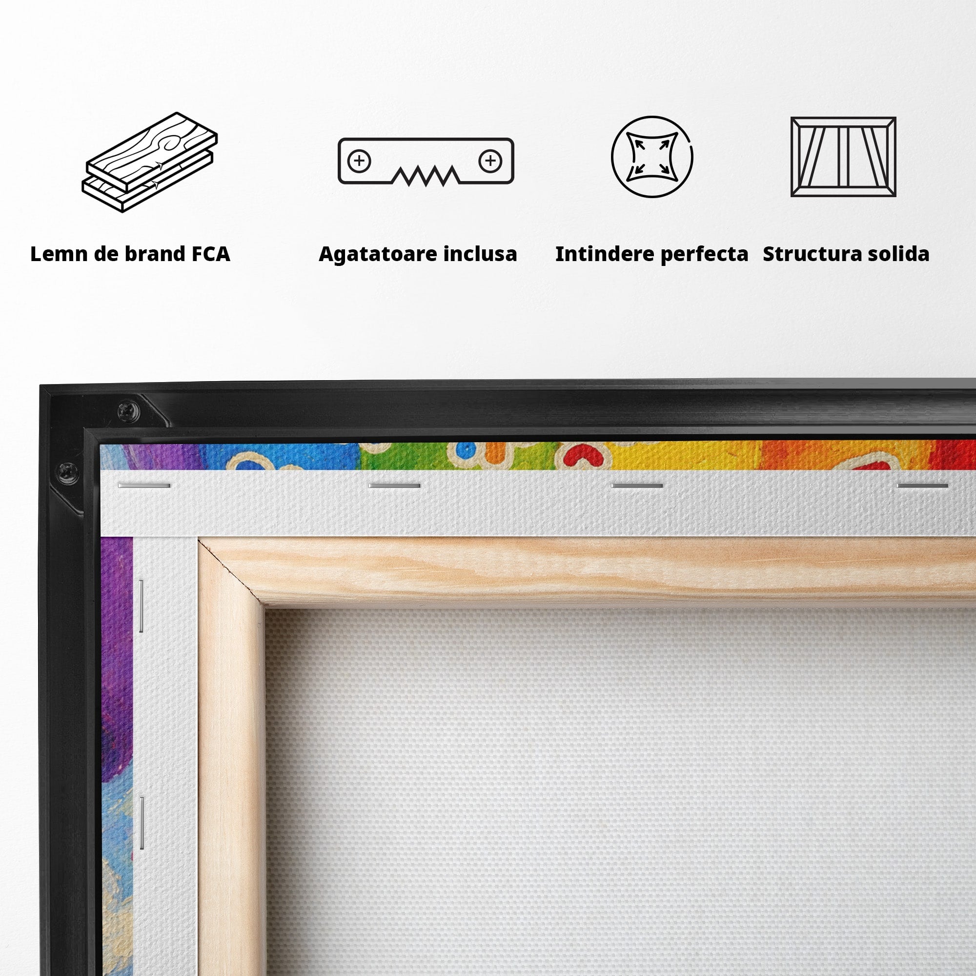 Tablou Canvas Premium LuxCanva® K1096, Albinuta Parasutista, Albinuta, Curcubeu, Gradinita, Copii, Veselie, Camera Copiilor, Culori Vibrante
