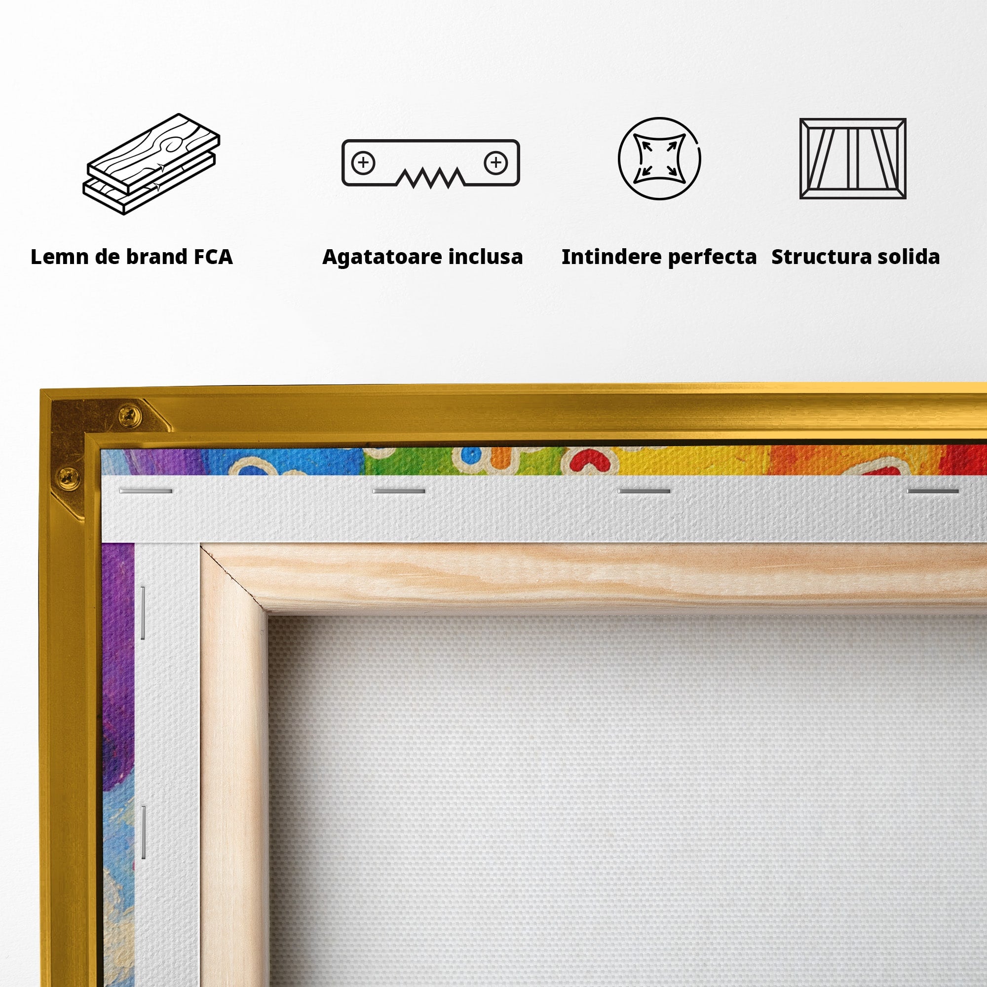 Tablou Canvas Premium LuxCanva® K1096, Albinuta Parasutista, Albinuta, Curcubeu, Gradinita, Copii, Veselie, Camera Copiilor, Culori Vibrante