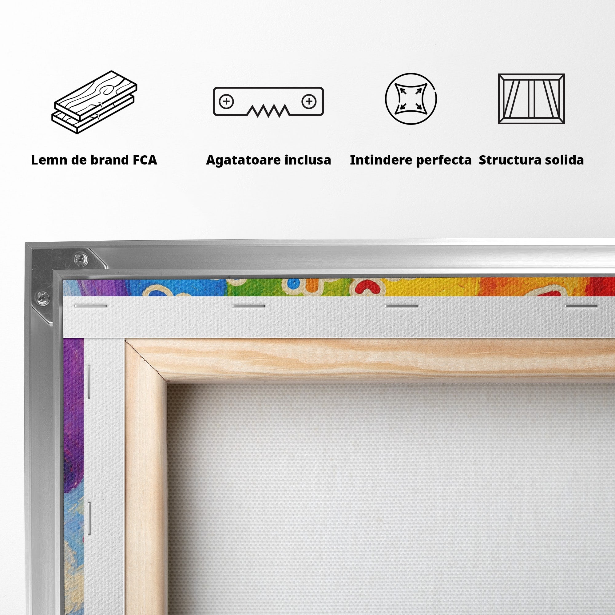 Tablou Canvas Premium LuxCanva® K1096, Albinuta Parasutista, Albinuta, Curcubeu, Gradinita, Copii, Veselie, Camera Copiilor, Culori Vibrante