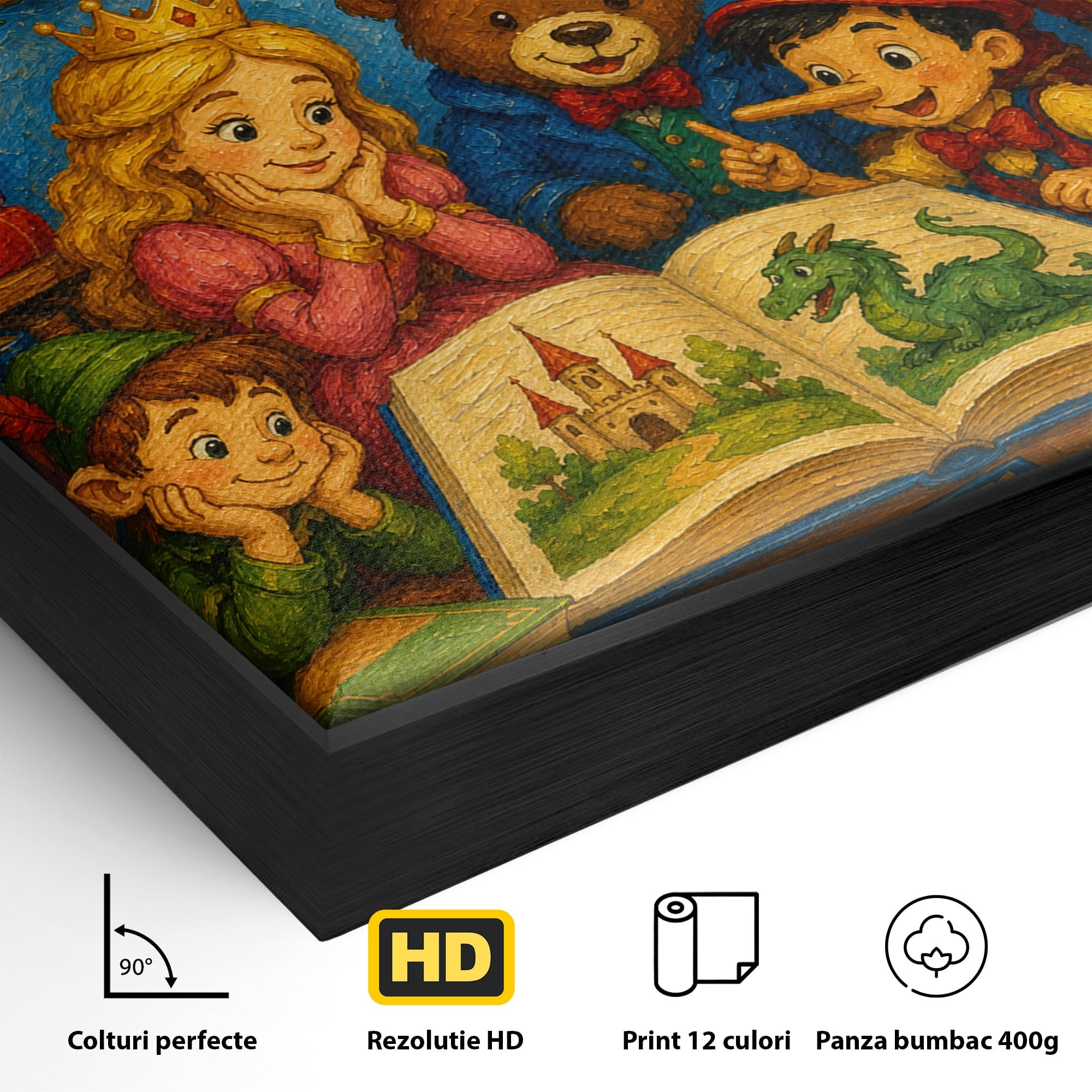 Tablou Canvas Premium LuxCanva® K1099, Coltul Povestilor, Povesti, Personaje, Copii, Imaginatie, Dormitor, Culori Vibrante