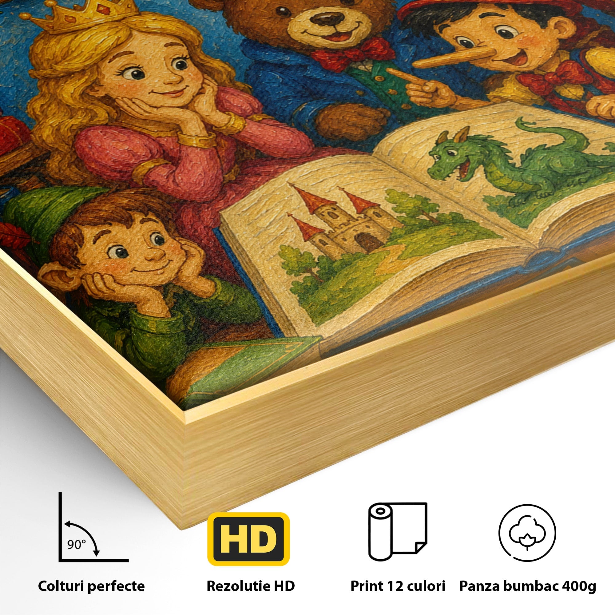 Tablou Canvas Premium LuxCanva® K1099, Coltul Povestilor, Povesti, Personaje, Copii, Imaginatie, Dormitor, Culori Vibrante